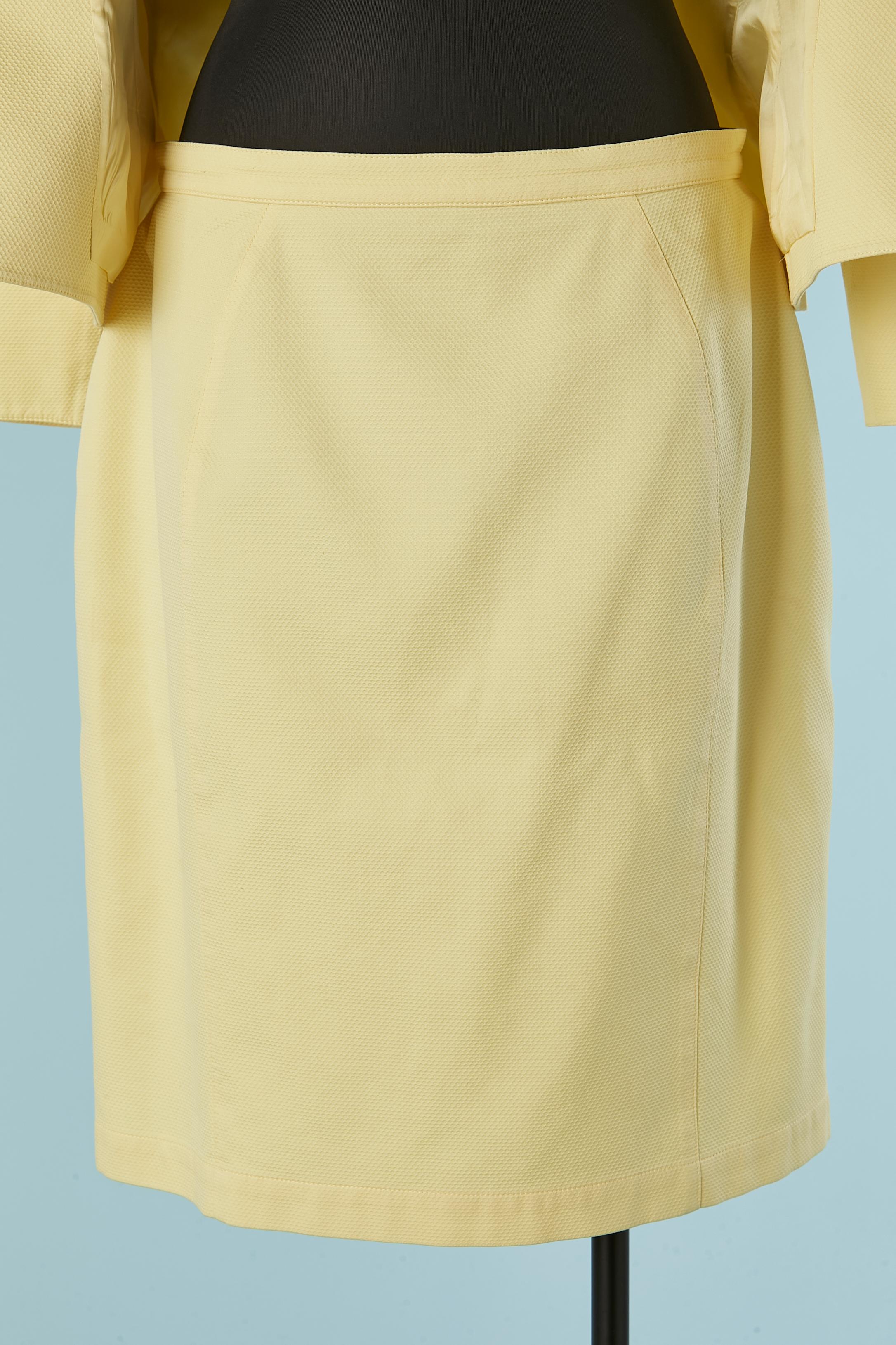 Combinaison jupe en piqué de coton jaune pâle avec découpes THIERRY MUGLER en vente 1