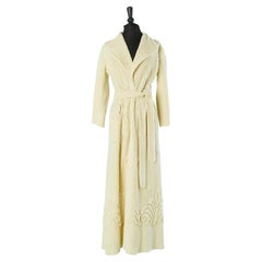 Robe de chambre en coton jaune pâle avec ceinture et poches Circa 1930/40's