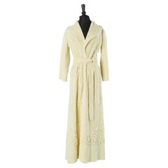 Vintage Pale yellow cotton Robe with belt and pockets Circa 1930/40's 