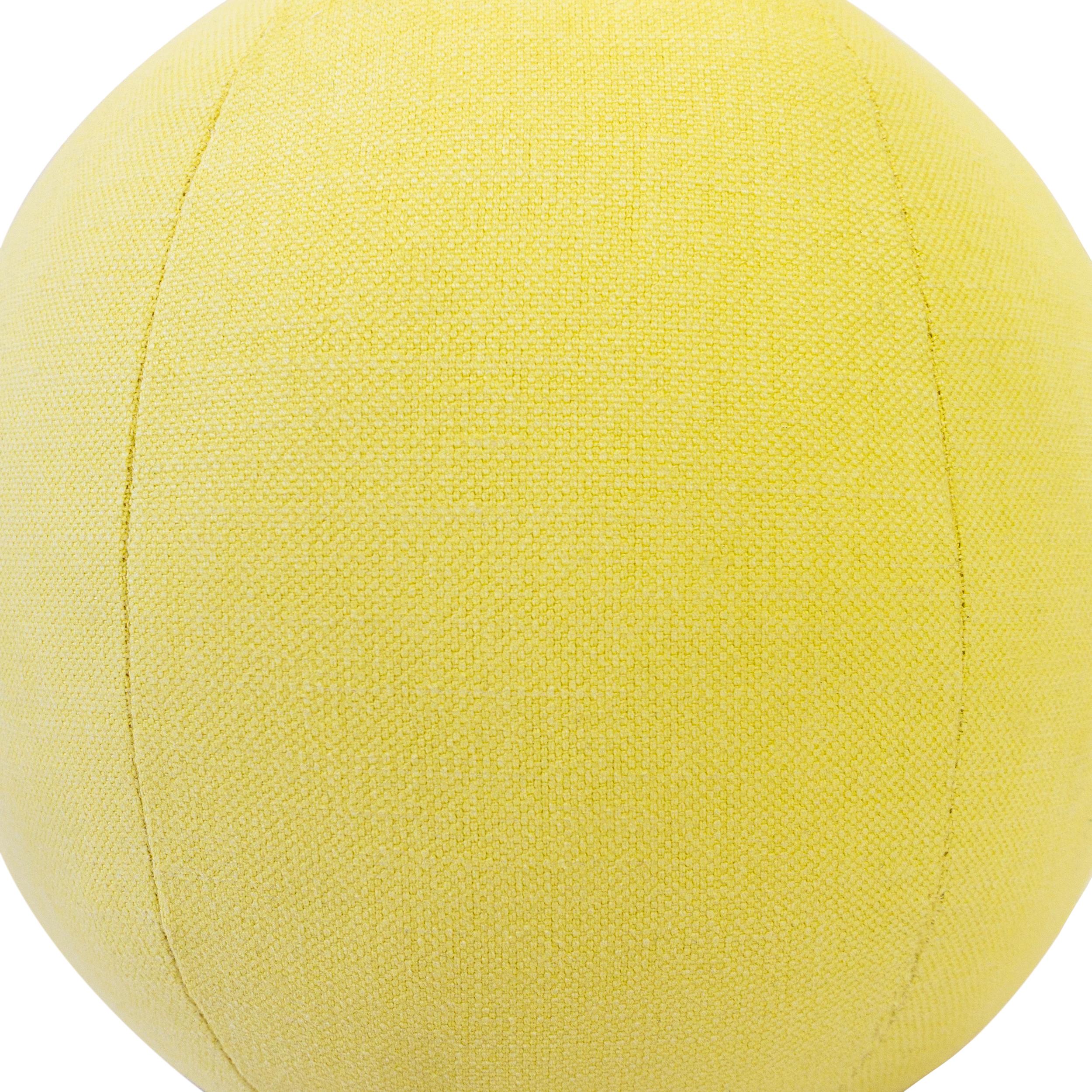 Handmade in Norwalk CT. This linen cotton blend is washable and comes in many dozens of colors, just ask!

Measurements:
Overall: 12” W x 12” H
Disclaimer: Due to their handcrafted nature, the final size and shape of our Ball Pillows may vary
