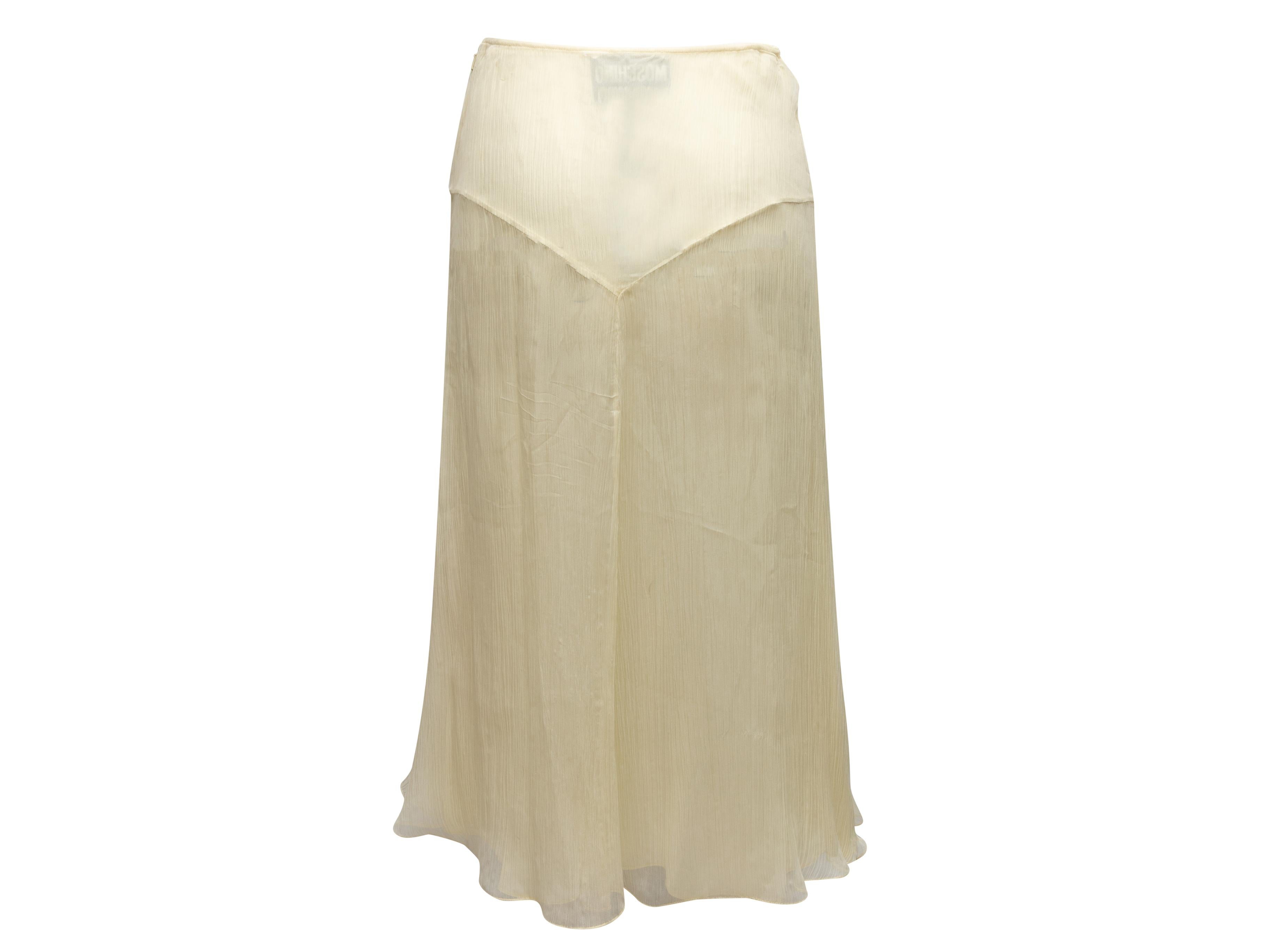 Beige Pale Yellow & Multicolor Moschino Couture Woman Applique Skirt Size US S