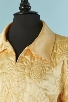 Pale yellow quilted satin jacket with short sleeves Yves Saint Laurent Lingerie
