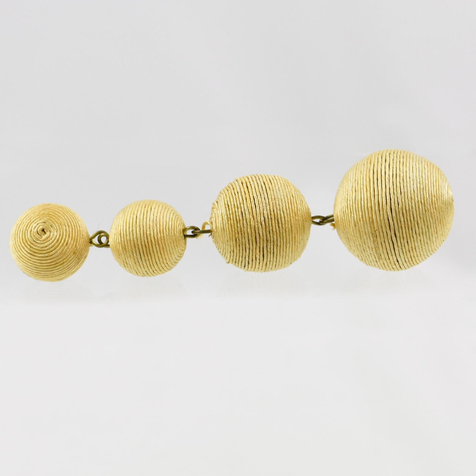 Women's or Men's Pale Yellow Thread Pierced Earrings Dangling Disco Balls