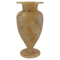 Pale Yellow With Rust And Cream Alabaster Vase, Egypt, Contemporary