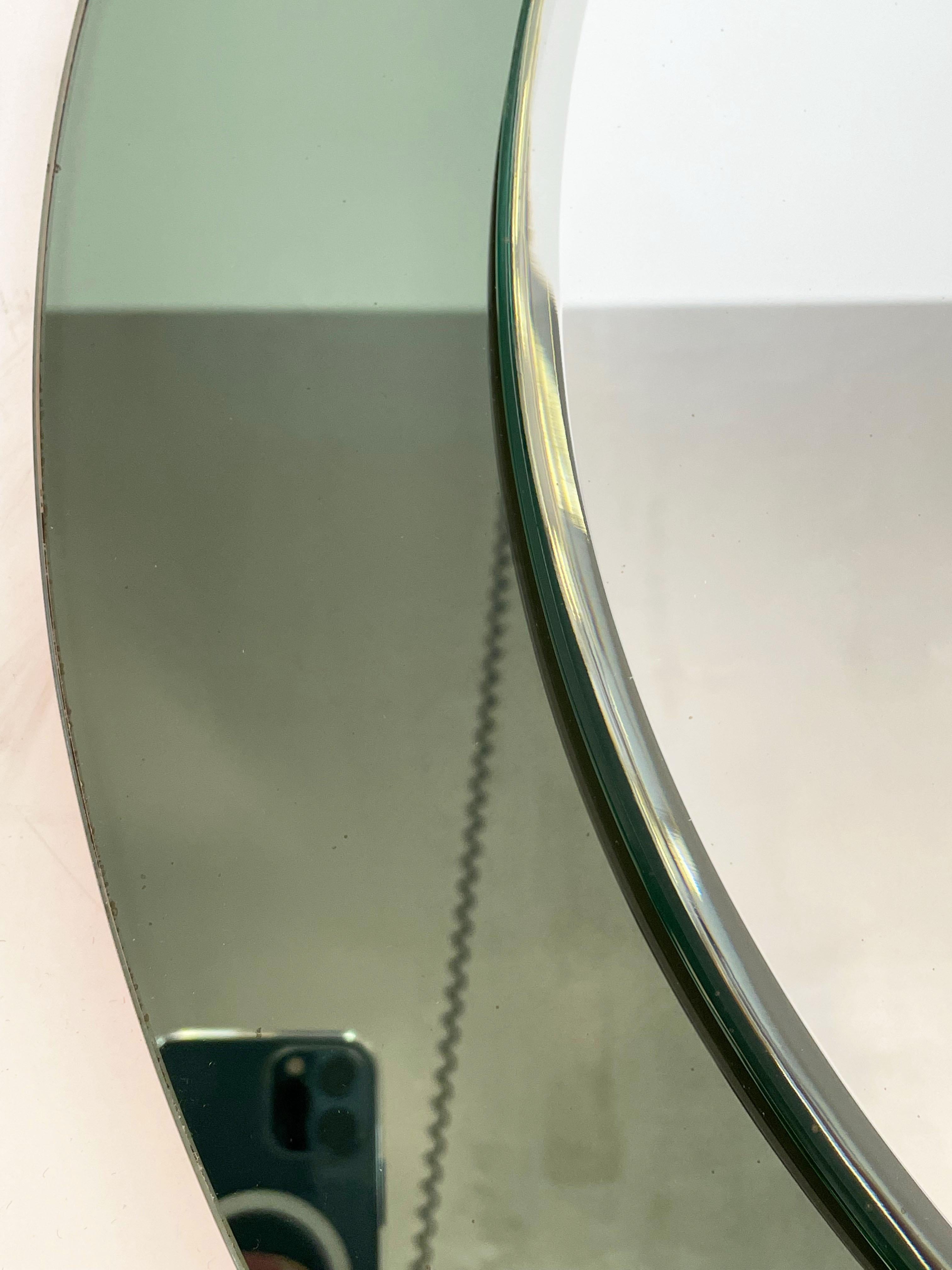 Paleari Milan Midcentury Italian Round Mirror with Double Frame Crystal Art 1960 9