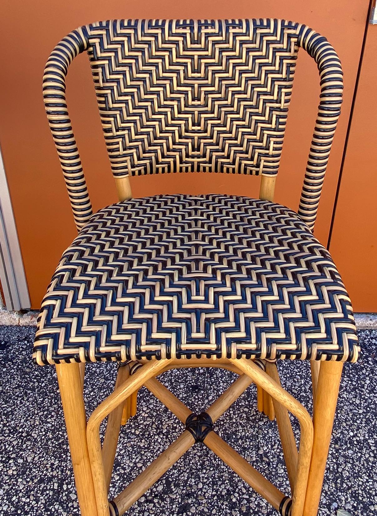 Palecek Bar stools French country French Style Rattan With Multi Colored Wraps In Good Condition In West Palm Beach, FL