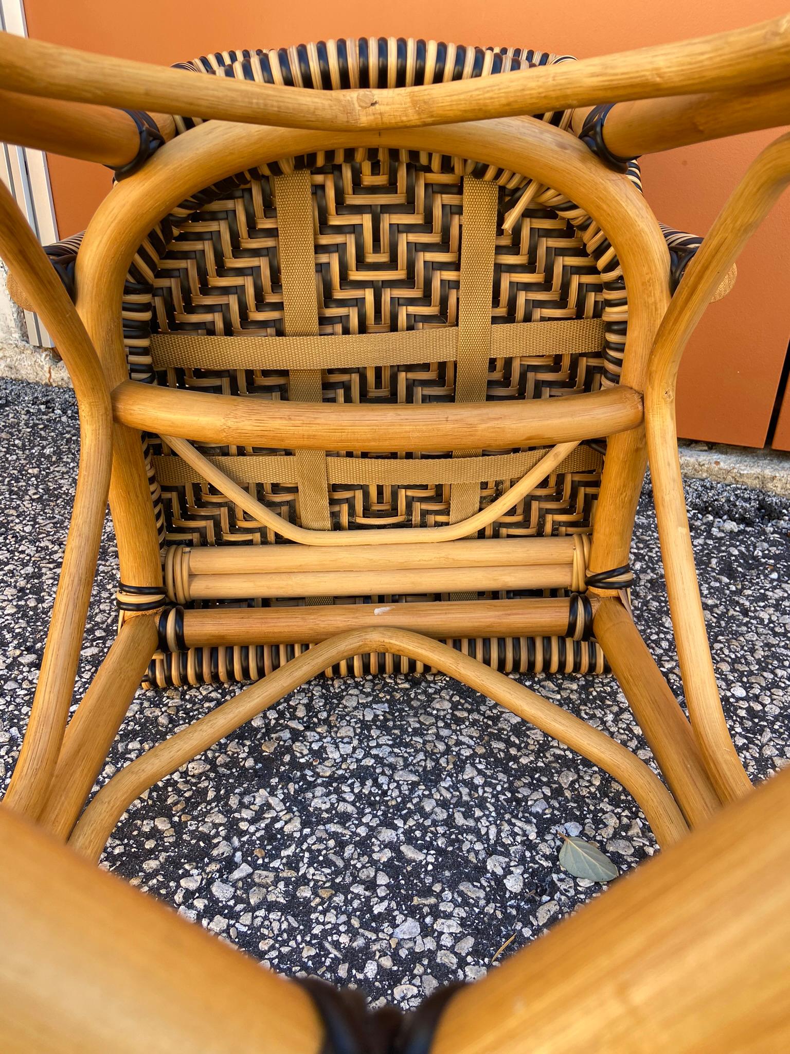 20th Century Palecek Bar stools French country French Style Rattan With Multi Colored Wraps