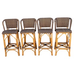 Palecek Bar stools French country French Style Rattan With Multi Colored Wraps