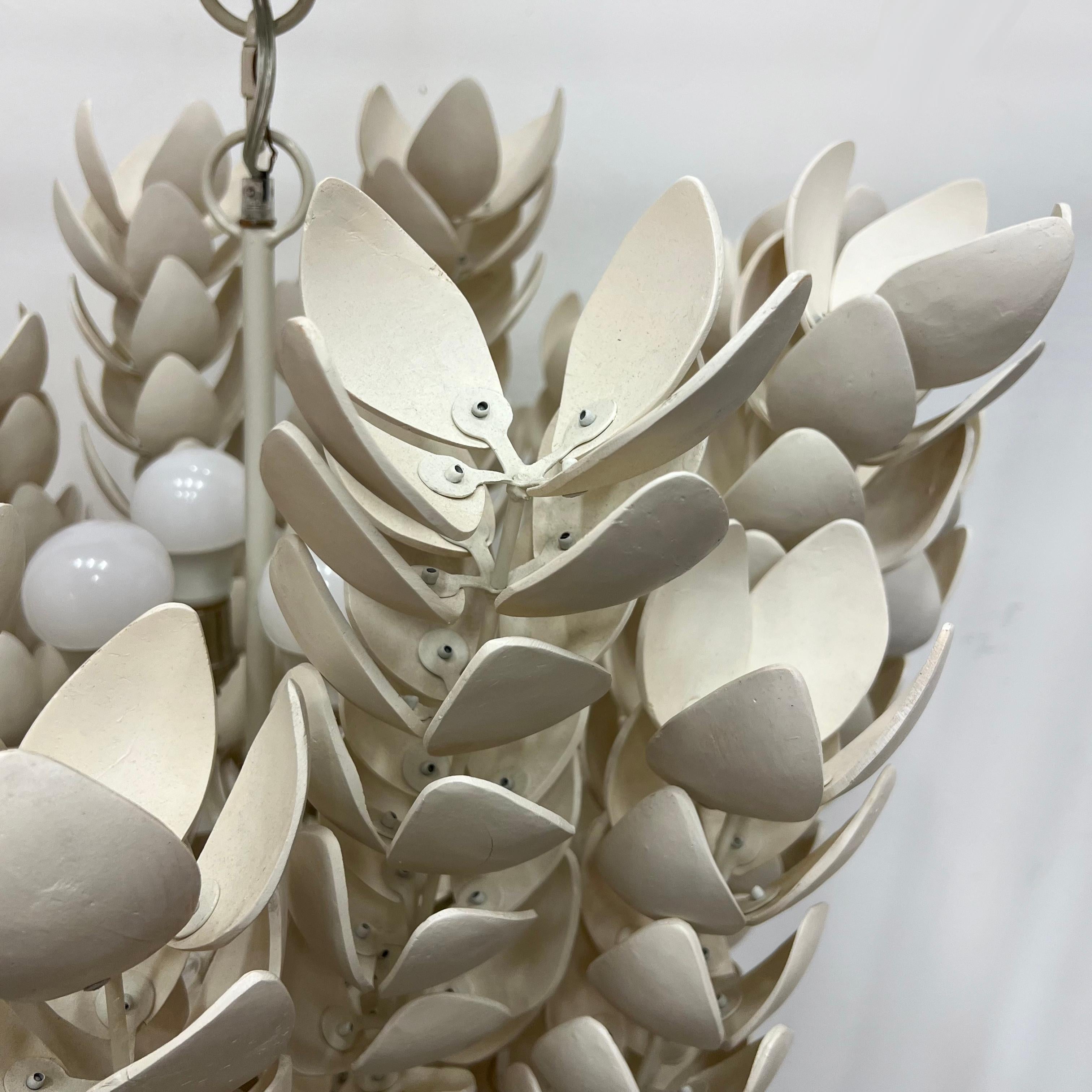 Organic Modern Palecek Coconut Shell Coco Magnolia Pendant Chandelier, Hand crafted