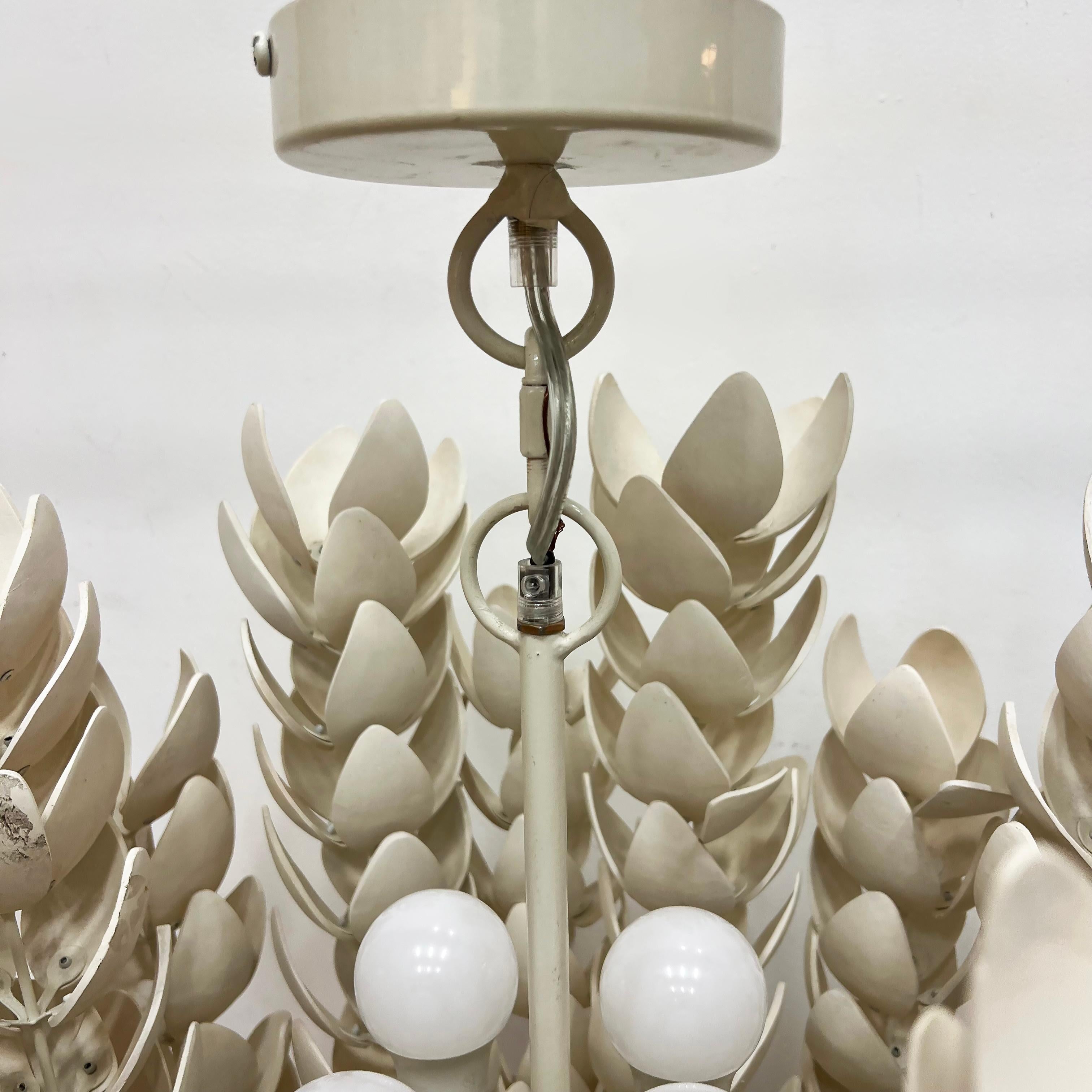 Hand-Carved Palecek Coconut Shell Coco Magnolia Pendant Chandelier, Hand crafted