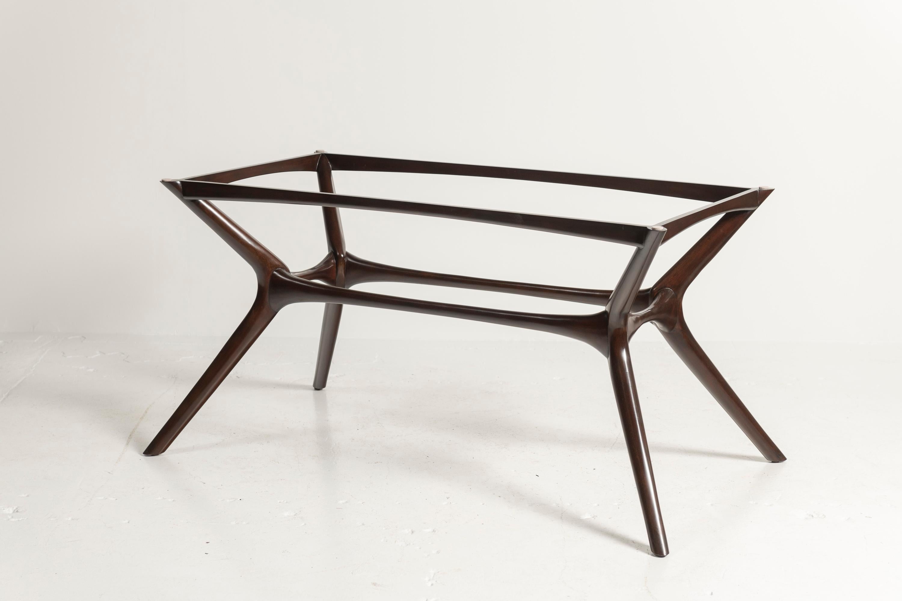 Palecek Copenhague Estilo Mitad del Siglo  Mesa de comedor de cristal caoba Vidrio en venta