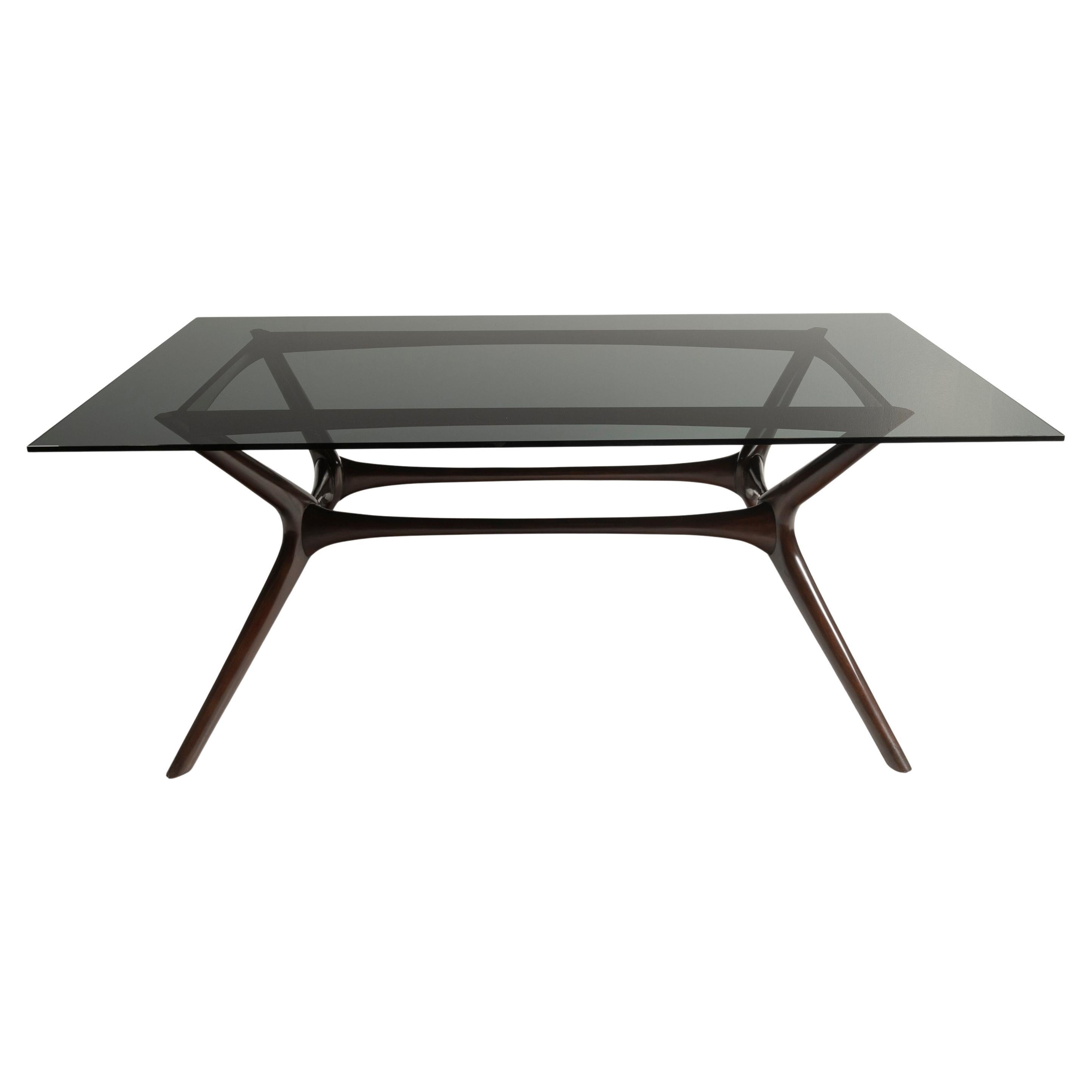 Palecek Copenhague Estilo Mitad del Siglo  Mesa de comedor de cristal caoba