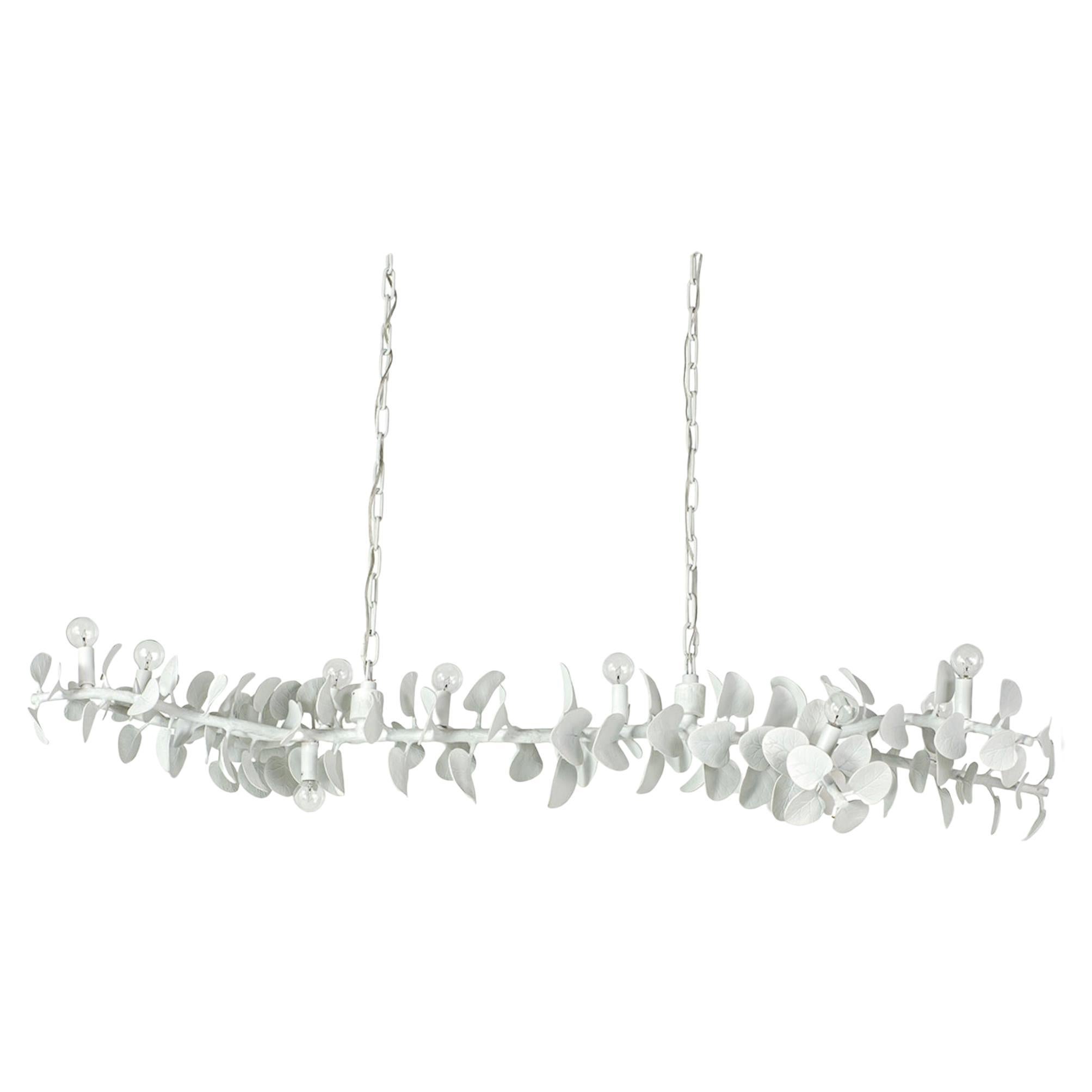 Palecek Lampadario in ottone bianco con foglie di eucalipto
