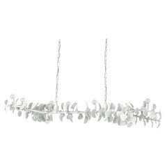 Used Palecek Eucalyptus Leaf White Brass Chandelier