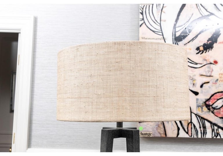 Palecek Josephine Quattro Floor Lamp Pair in Natural Gunmetal Finish