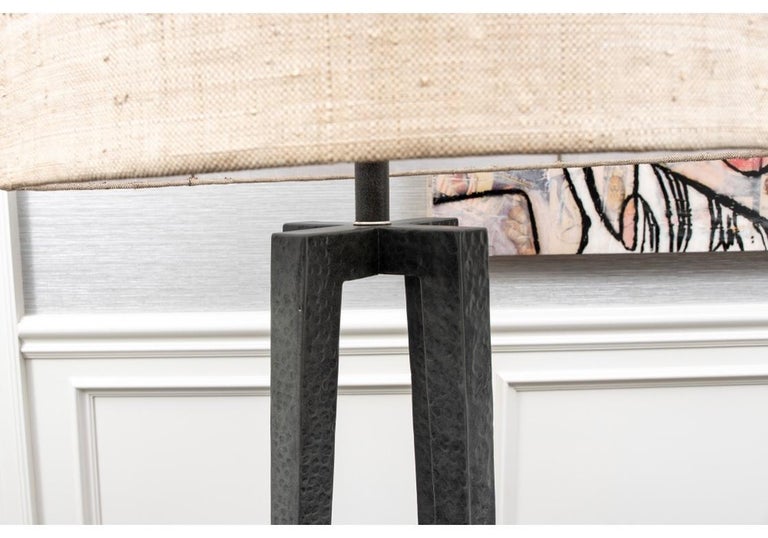 Palecek Josephine Quattro Floor Lamp Pair in Natural Gunmetal Finish