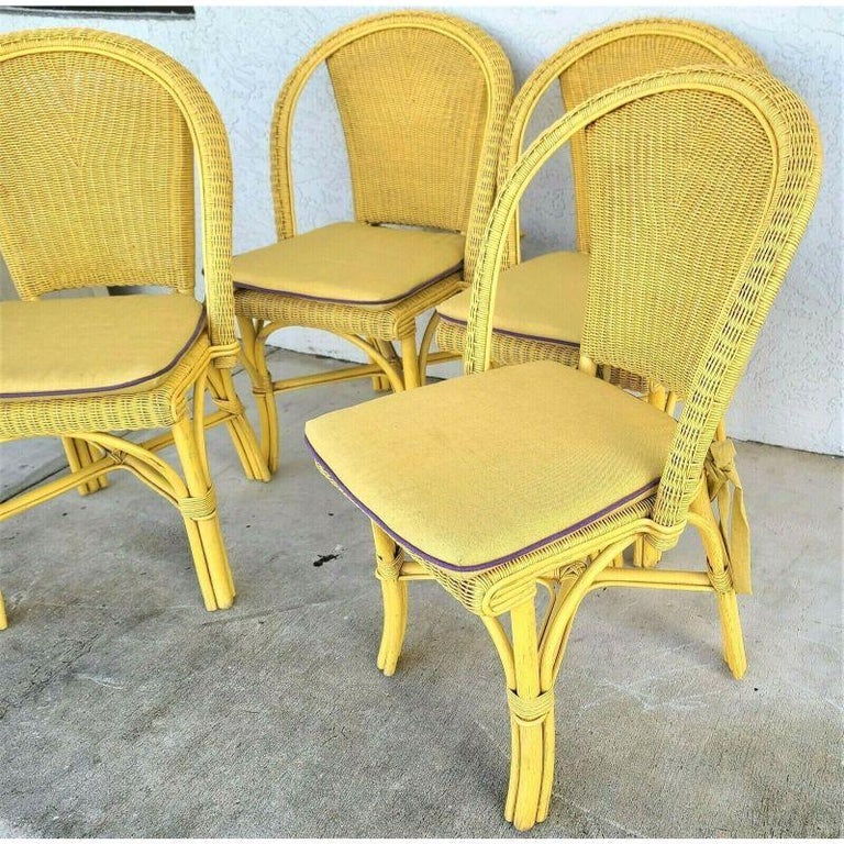 Palecek Weather Resistant Wicker Dining Chairs, Set of 4 For Sale at