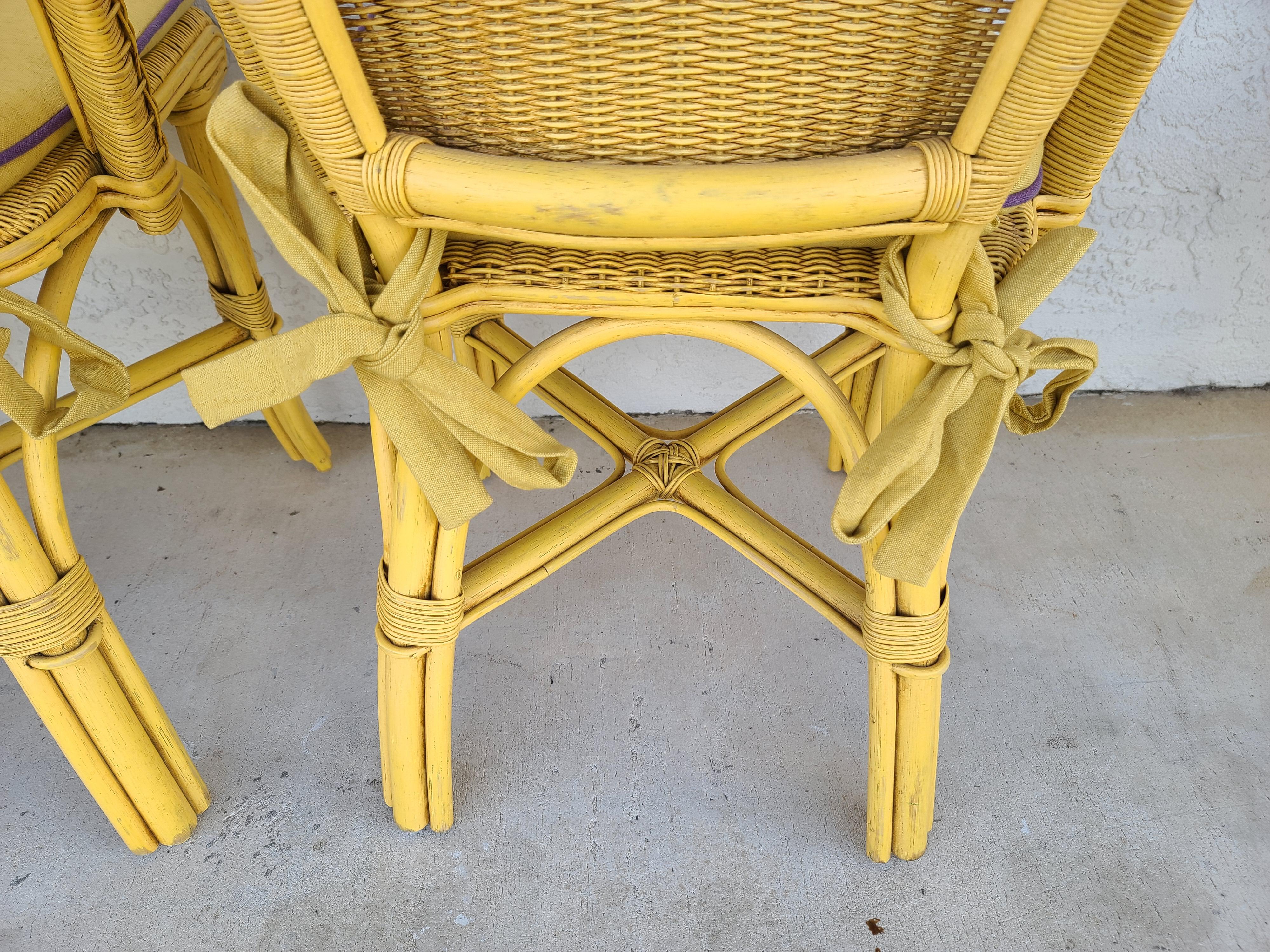 Late 20th Century Palecek Weather Resistant Wicker Dining Chairs, Set of 4 For Sale