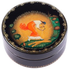 Palekh Lacquered Miniature Box, Limited Edition Licensed Museum Reproduction Palekh Lacquered Miniature Box, Limited Edition Licensed Museum Reproduction