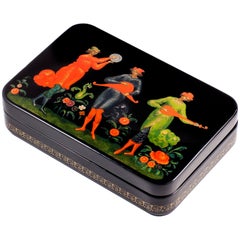 Palekh Lacquered Miniature Box, Limited Edition Licensed Museum Reproduction Palekh Lacquered Miniature Box, Limited Edition Licensed Museum Reproduction
