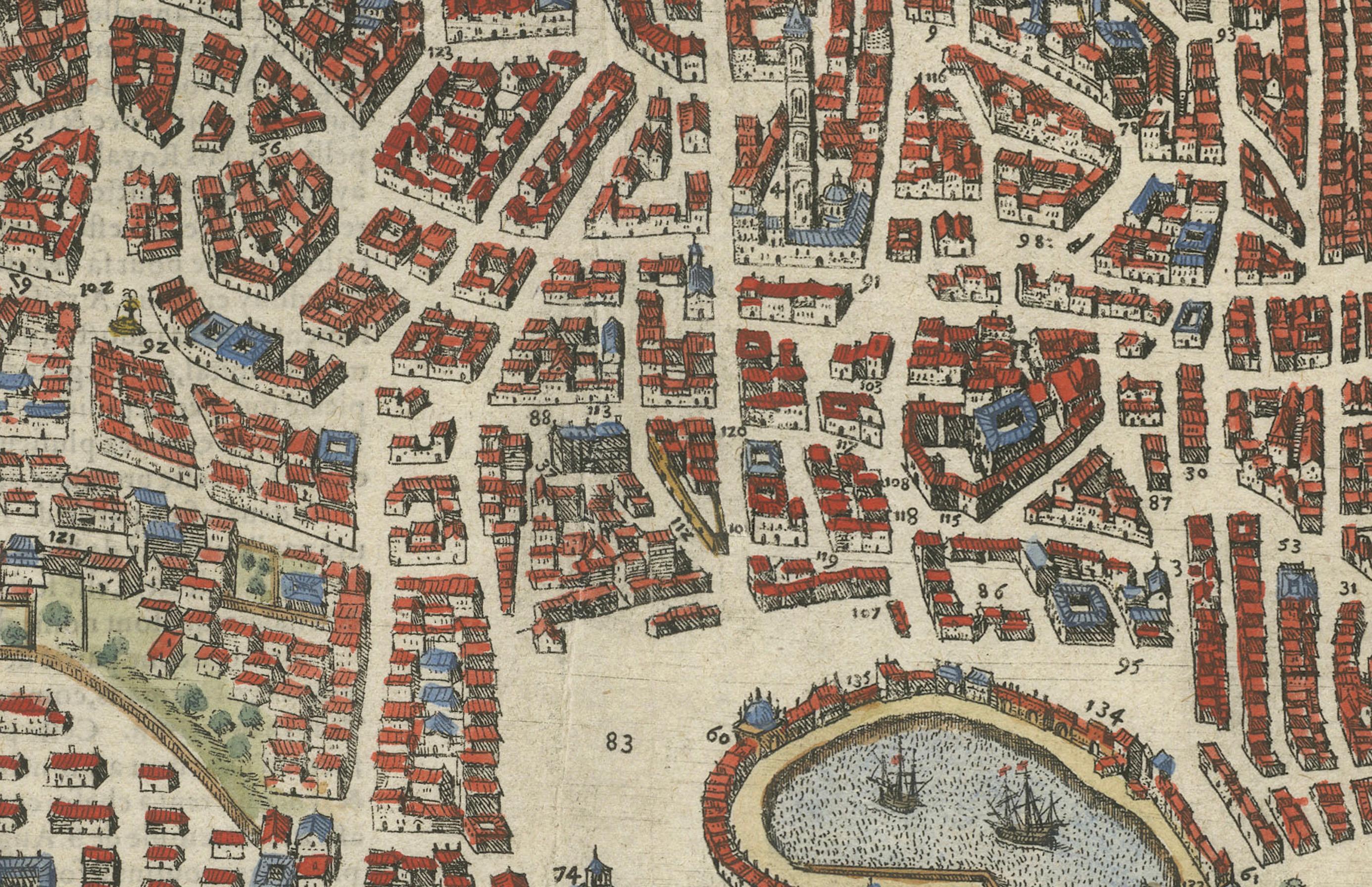 Engraved Palermo – 1620 Braun & Hogenberg Bird’s-Eye Map of Palermo, Sicily For Sale