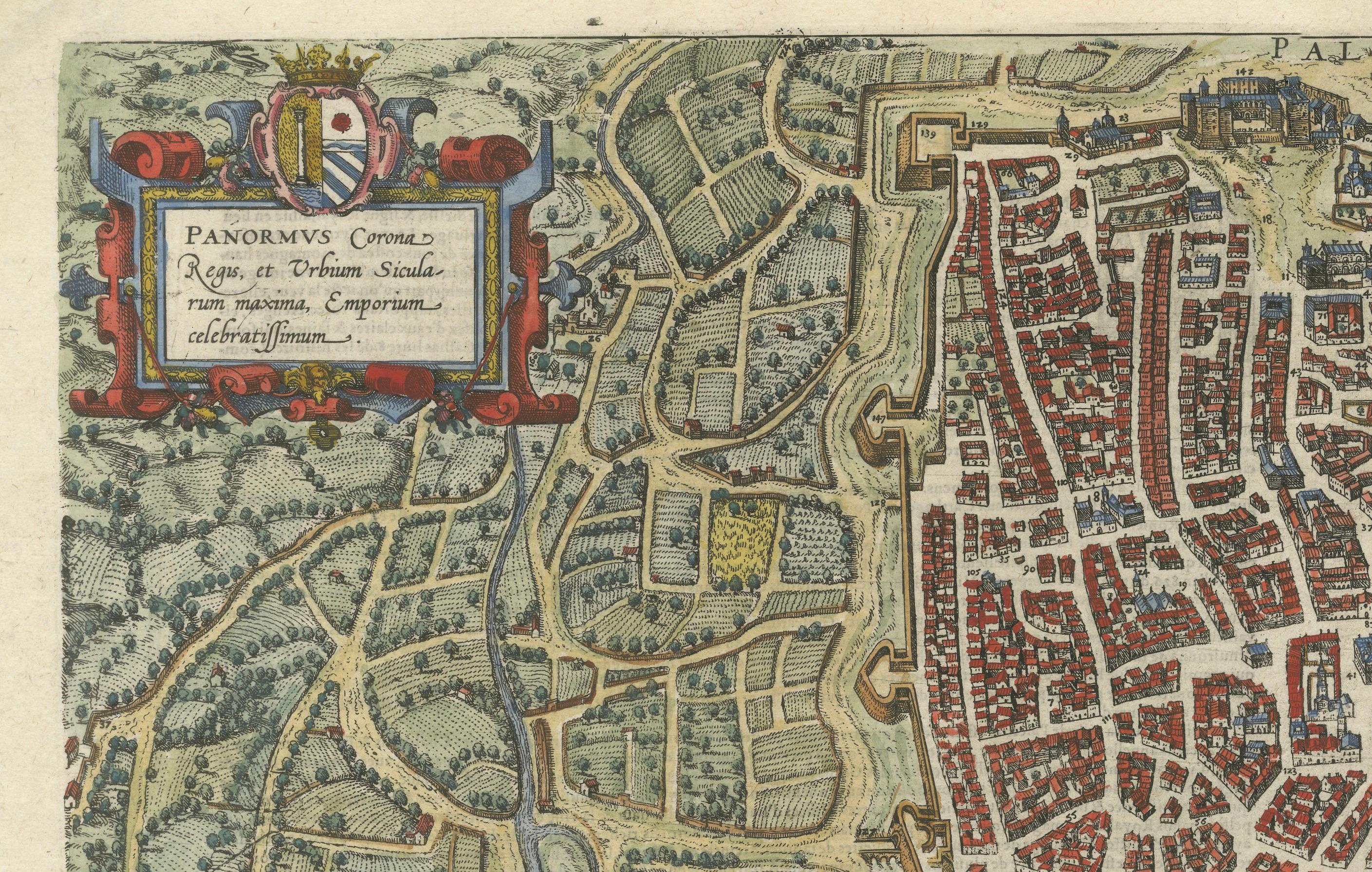 Palermo – 1620 Braun & Hogenberg Bird’s-Eye Map of Palermo, Sicily For Sale 1
