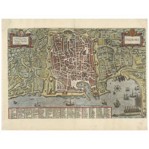 Palermo – 1620 Braun & Hogenberg Bird’s-Eye Map of Palermo, Sicily