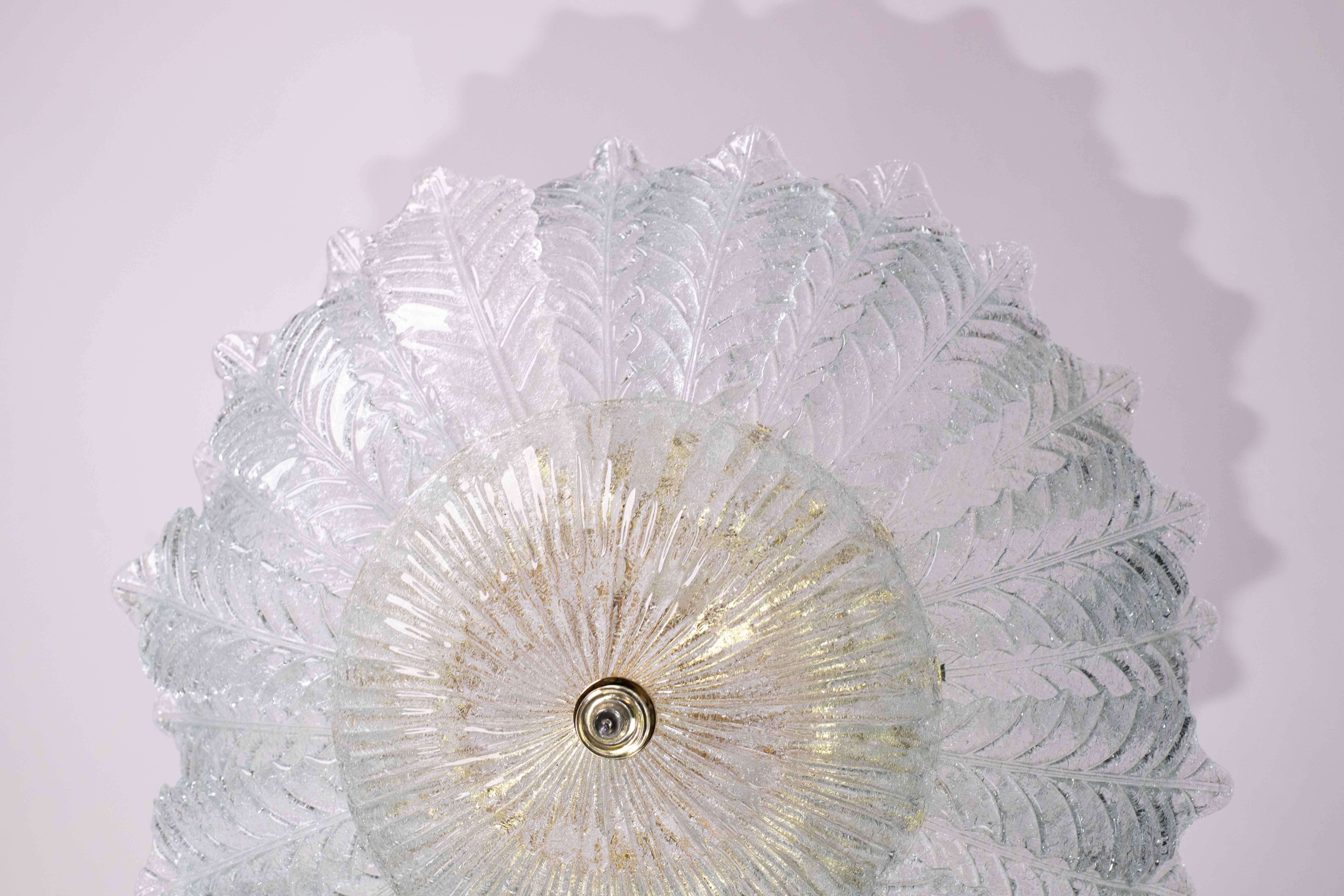 Palermo, grand plafonnier en verre de Murano transparent et transparent, années 1970 en vente 5