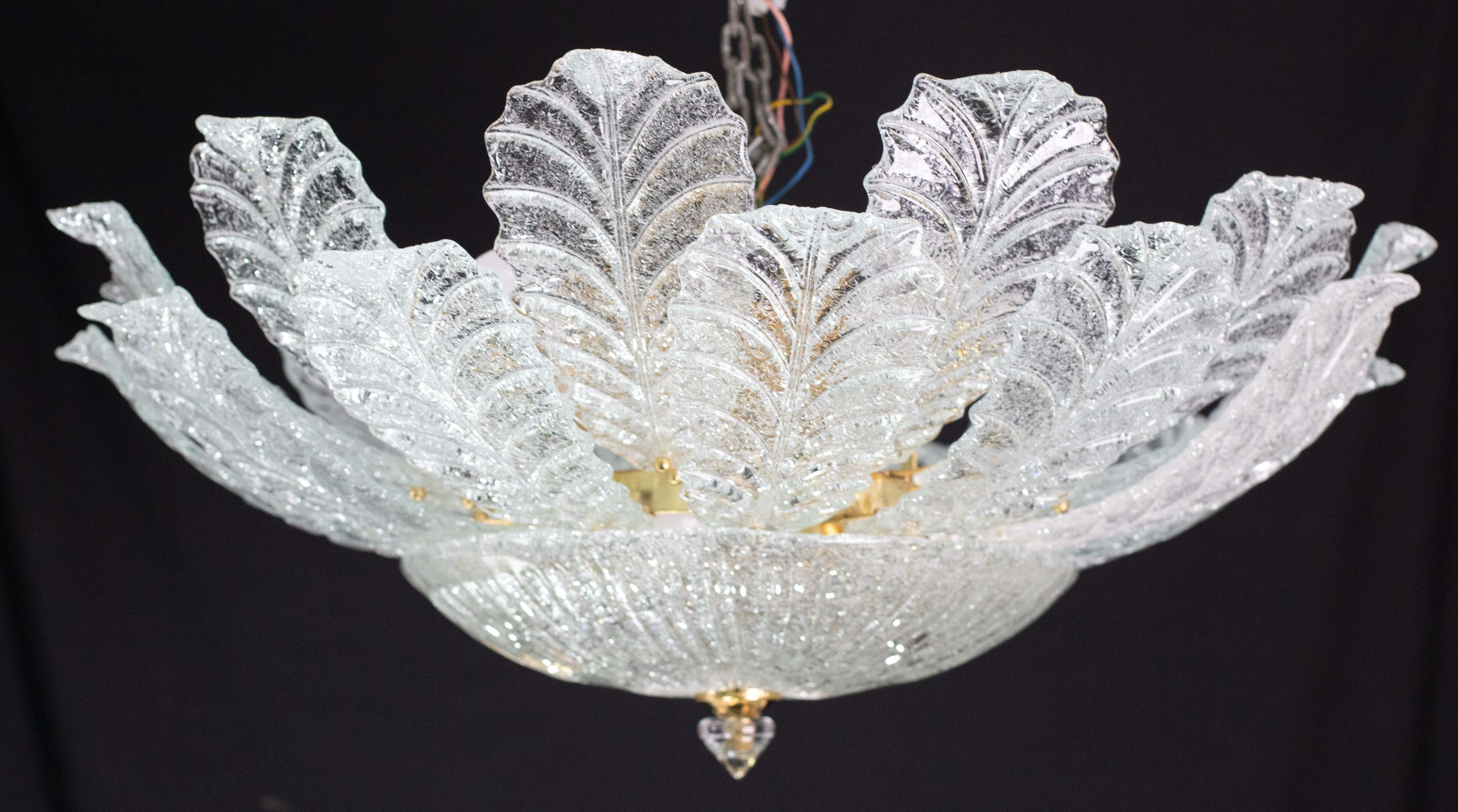 Palermo, grand plafonnier en verre de Murano transparent et transparent, années 1970 en vente 6