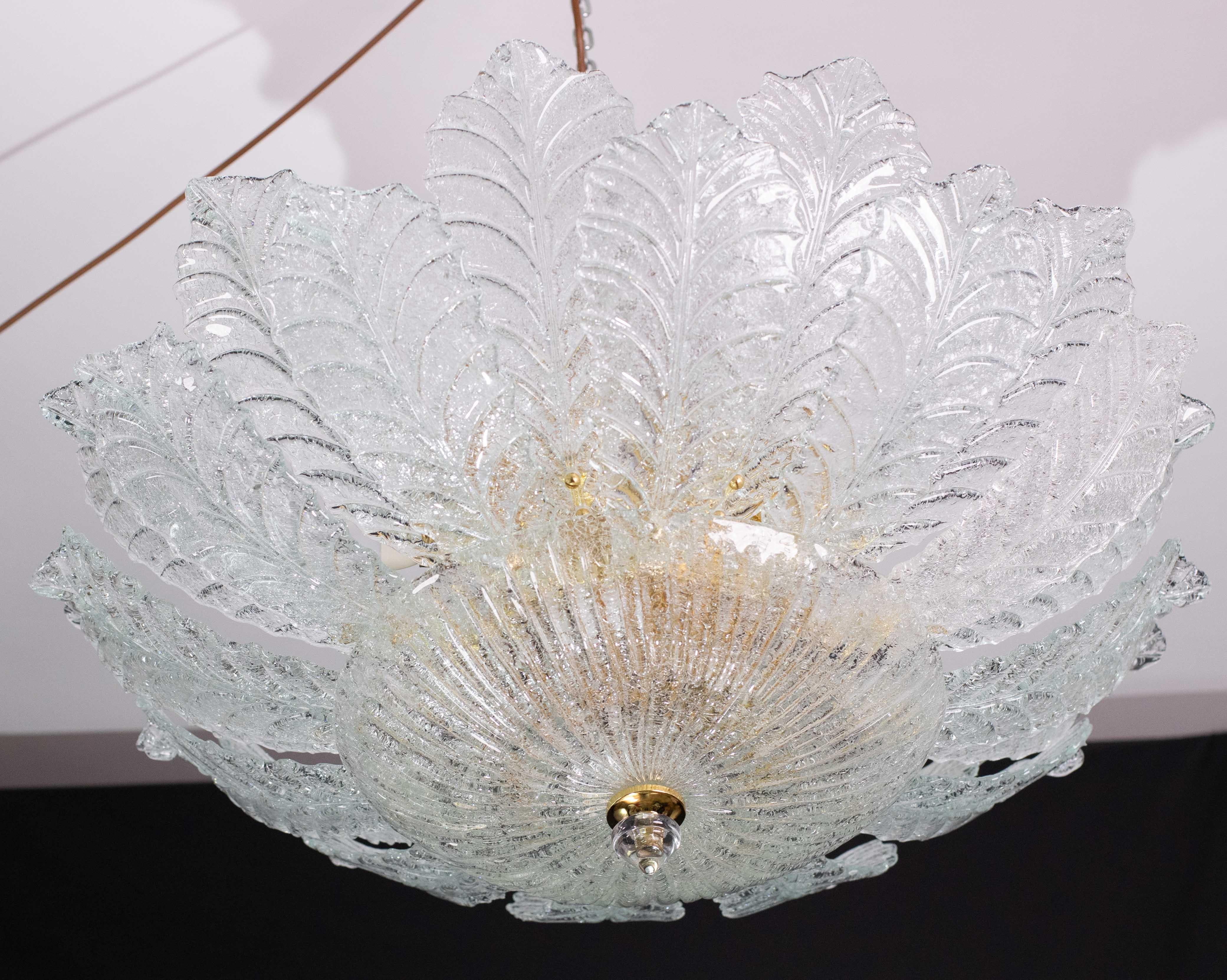 italien Palermo, grand plafonnier en verre de Murano transparent et transparent, années 1970 en vente