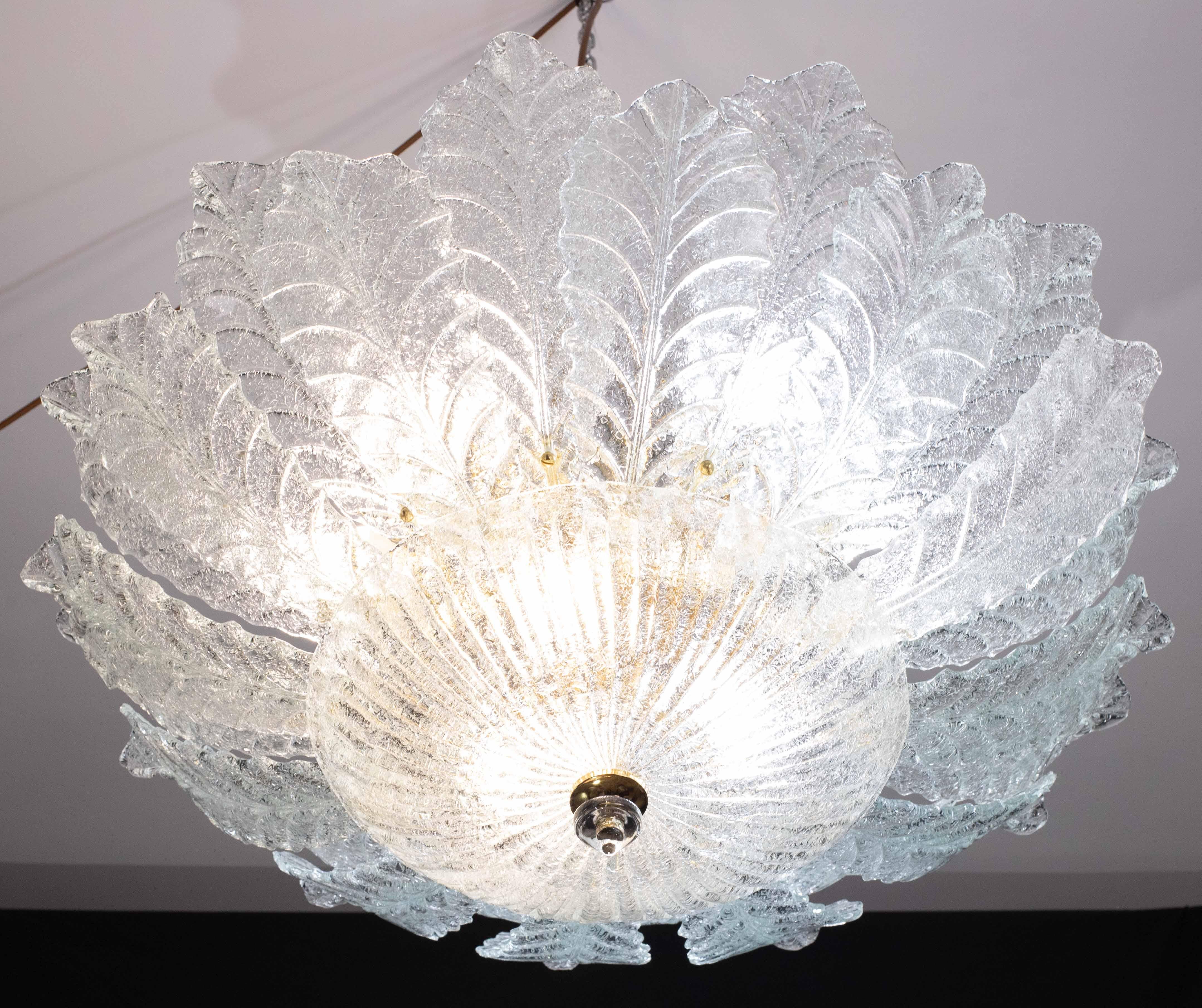 Palermo, grand plafonnier en verre de Murano transparent et transparent, années 1970 Bon état - En vente à Roma, IT