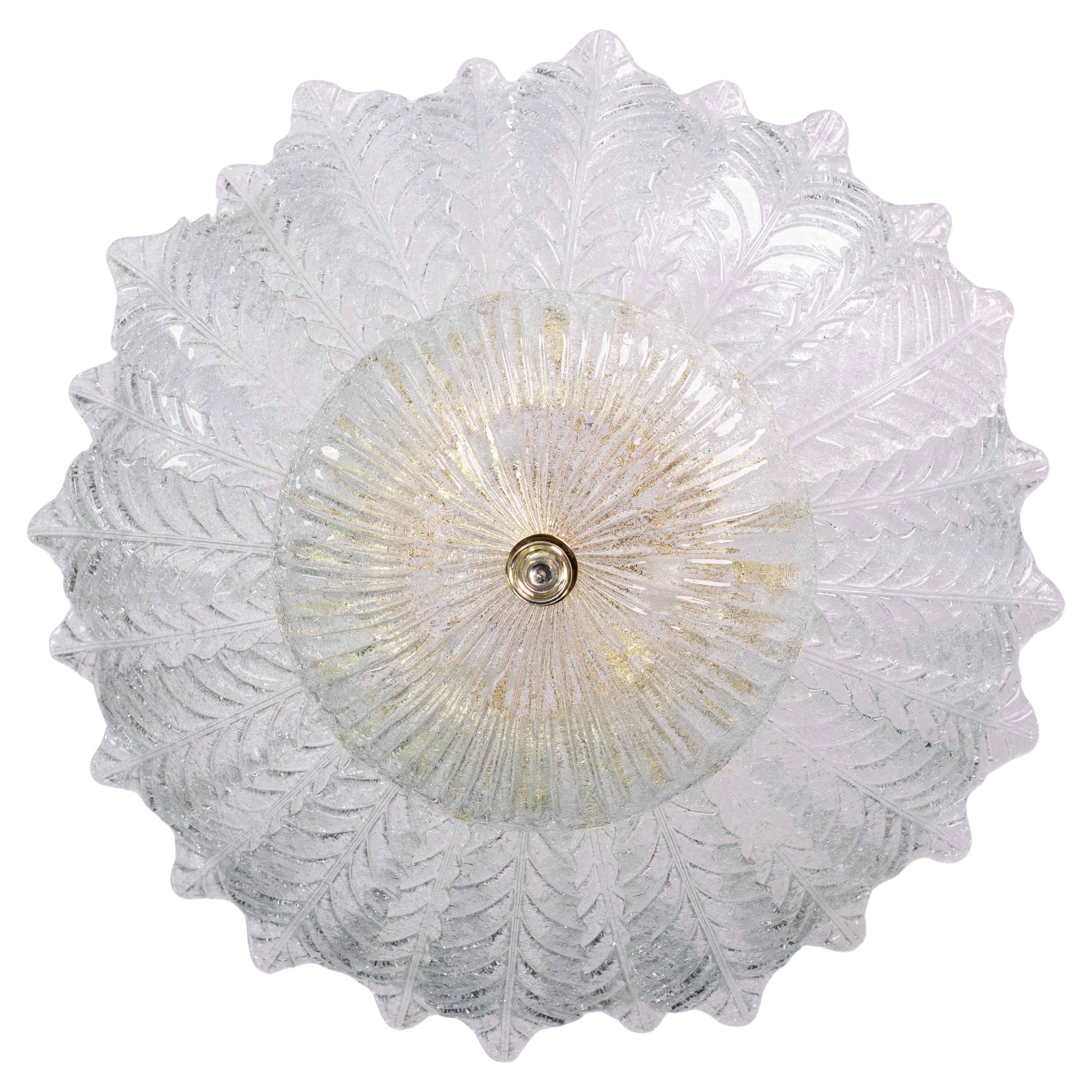 Palermo, Large Size Murano Clear trasparent Vintage Glass Ceiling Light, 1970s