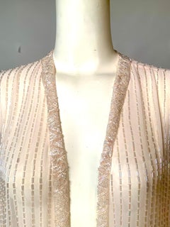 Palest Pink Silk Chiffon Bugle Beaded Coat or Jacket