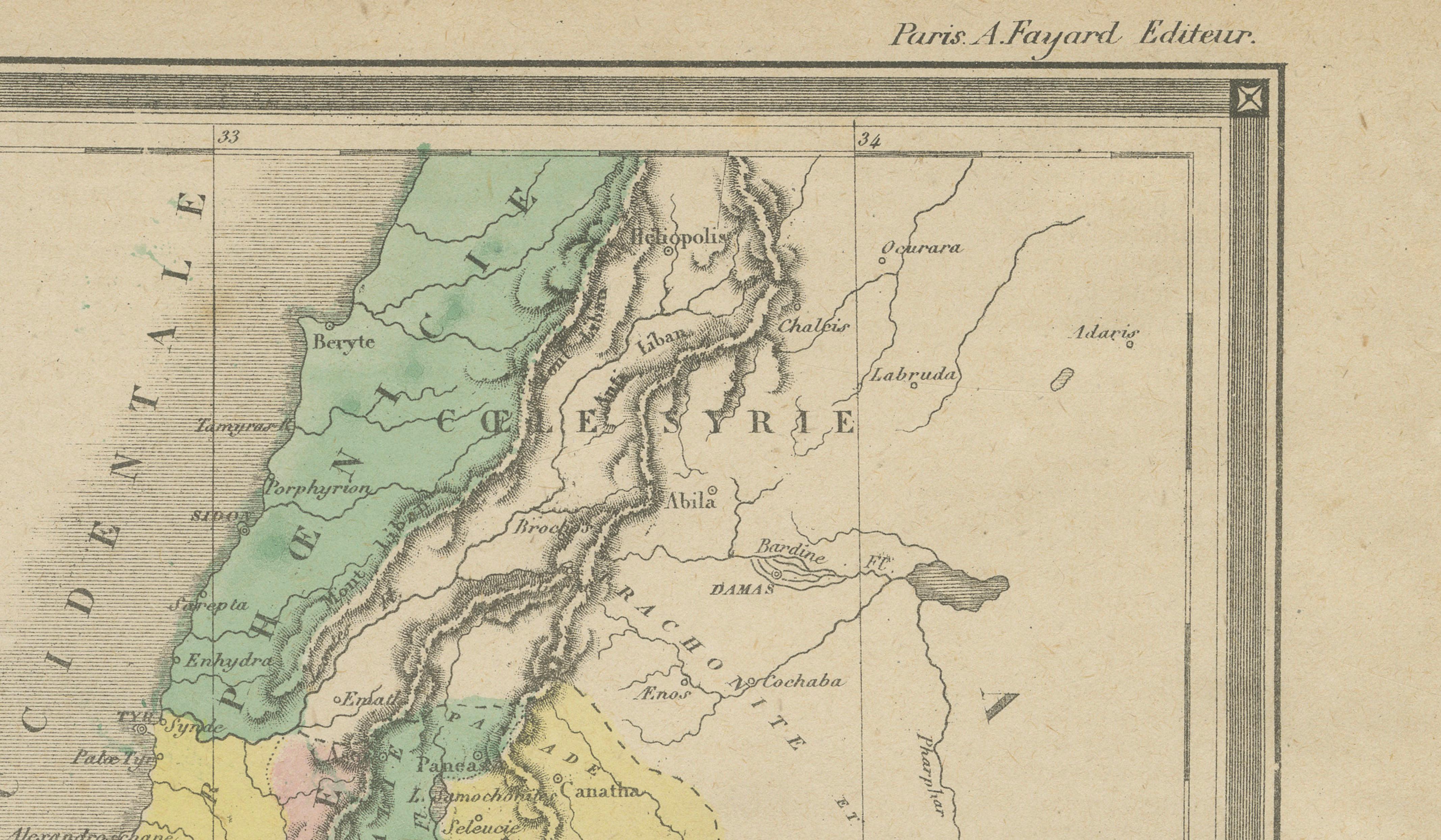 Palestine Divided into Tribes Map with Ancient Jerusalem, Paris, c.1850