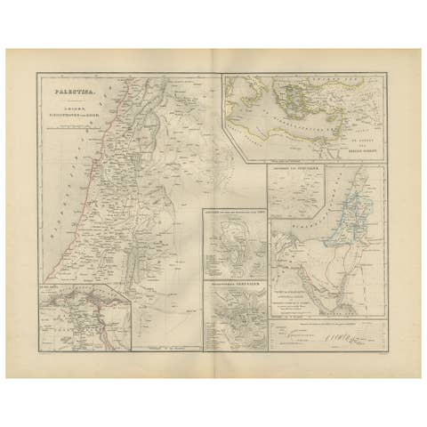 Palestine & Holy Land Map with Jerusalem Insets – Nieuwe Hand-Atlas, 1876