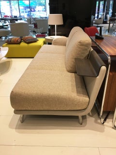 Paleta Asymmetrical Sofa Leather/Fabric Combo Polished Aluminum Legs by Leolux