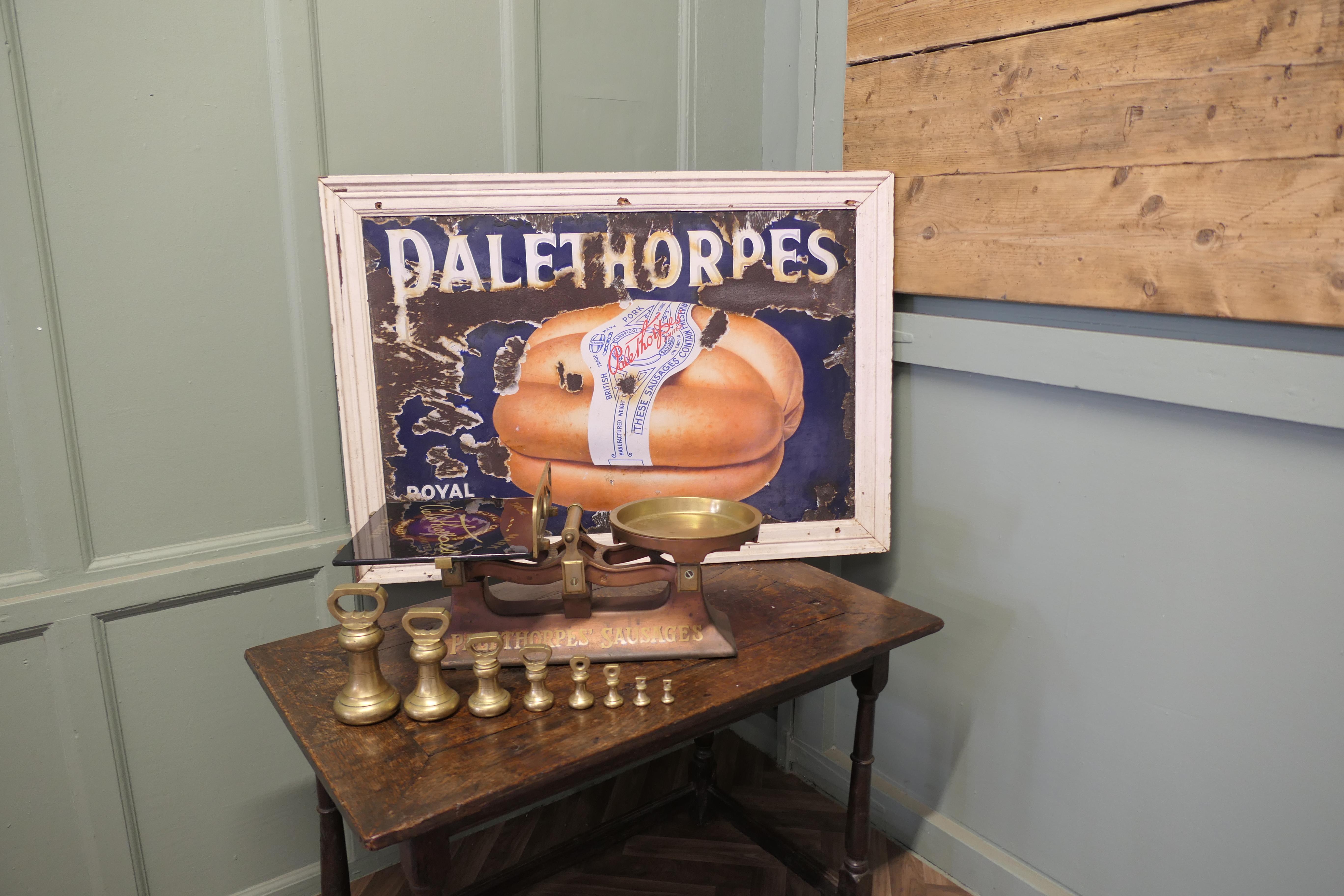 Industrial Palethorpes Butcher’s Balance Scales, Advertising Sausages For Sale