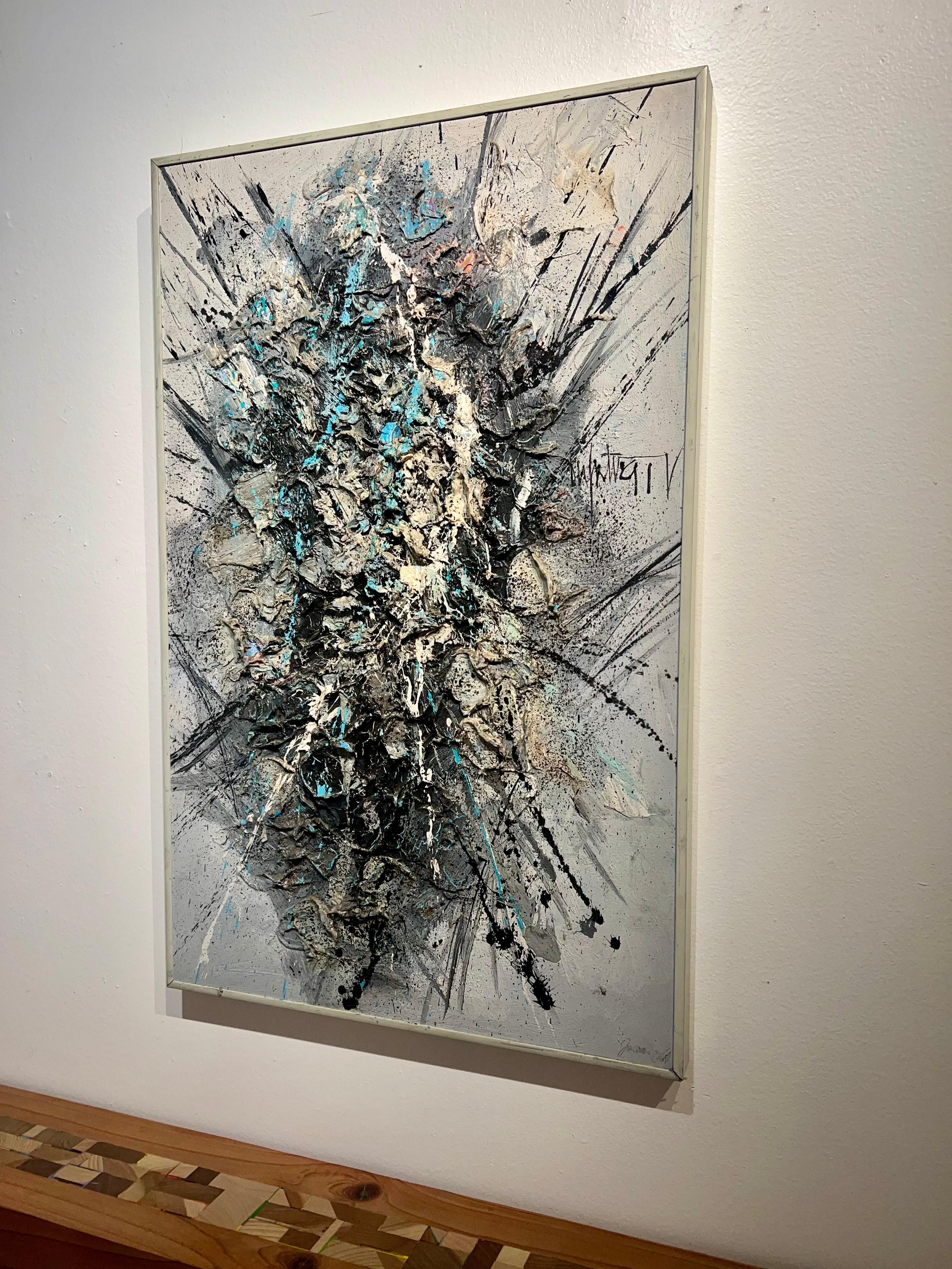 Mid-Century moderno Pittura astratta a lama di tavolozza incorniciata e firmata in vendita