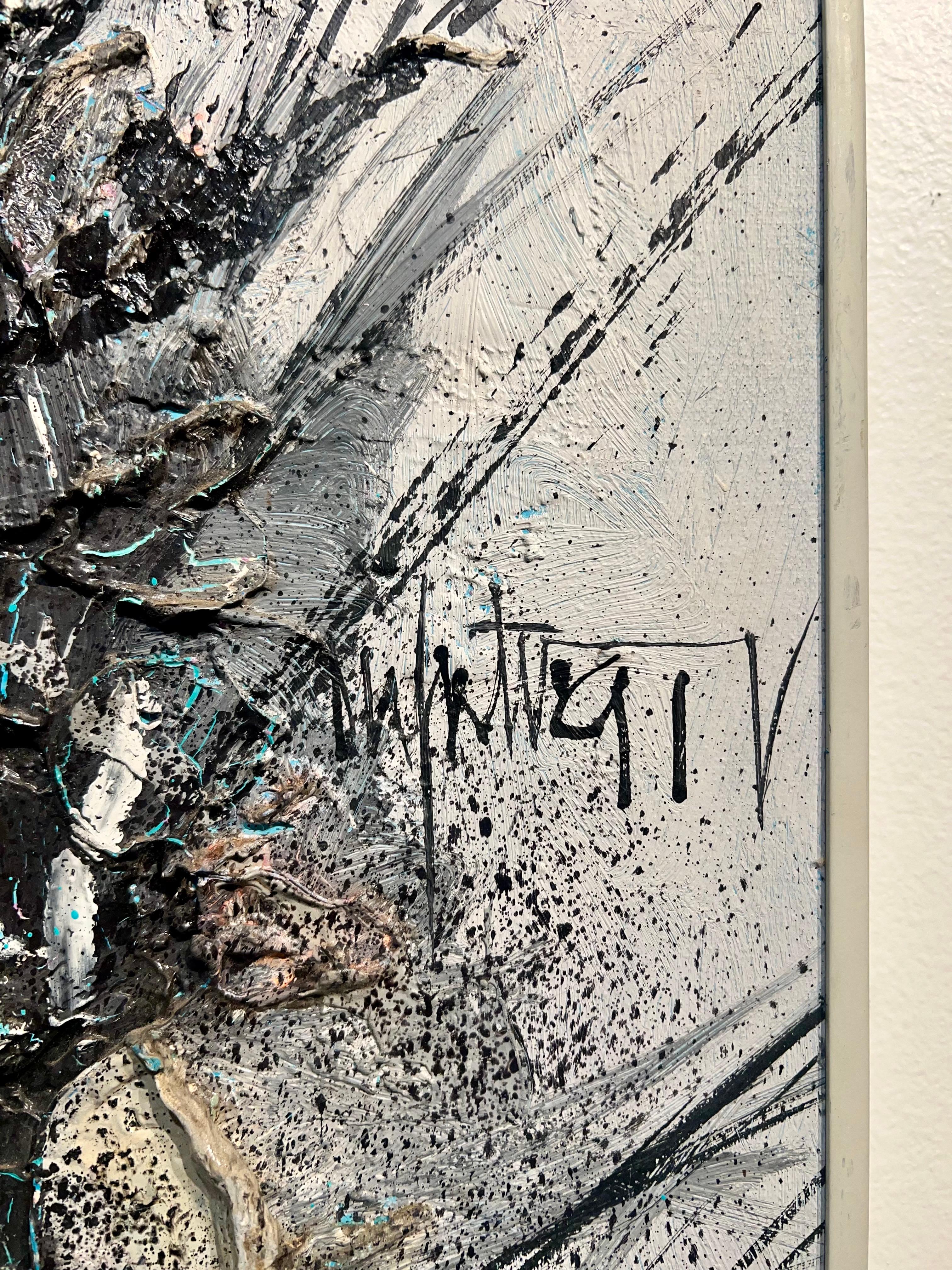 Americano Pittura astratta a lama di tavolozza incorniciata e firmata in vendita