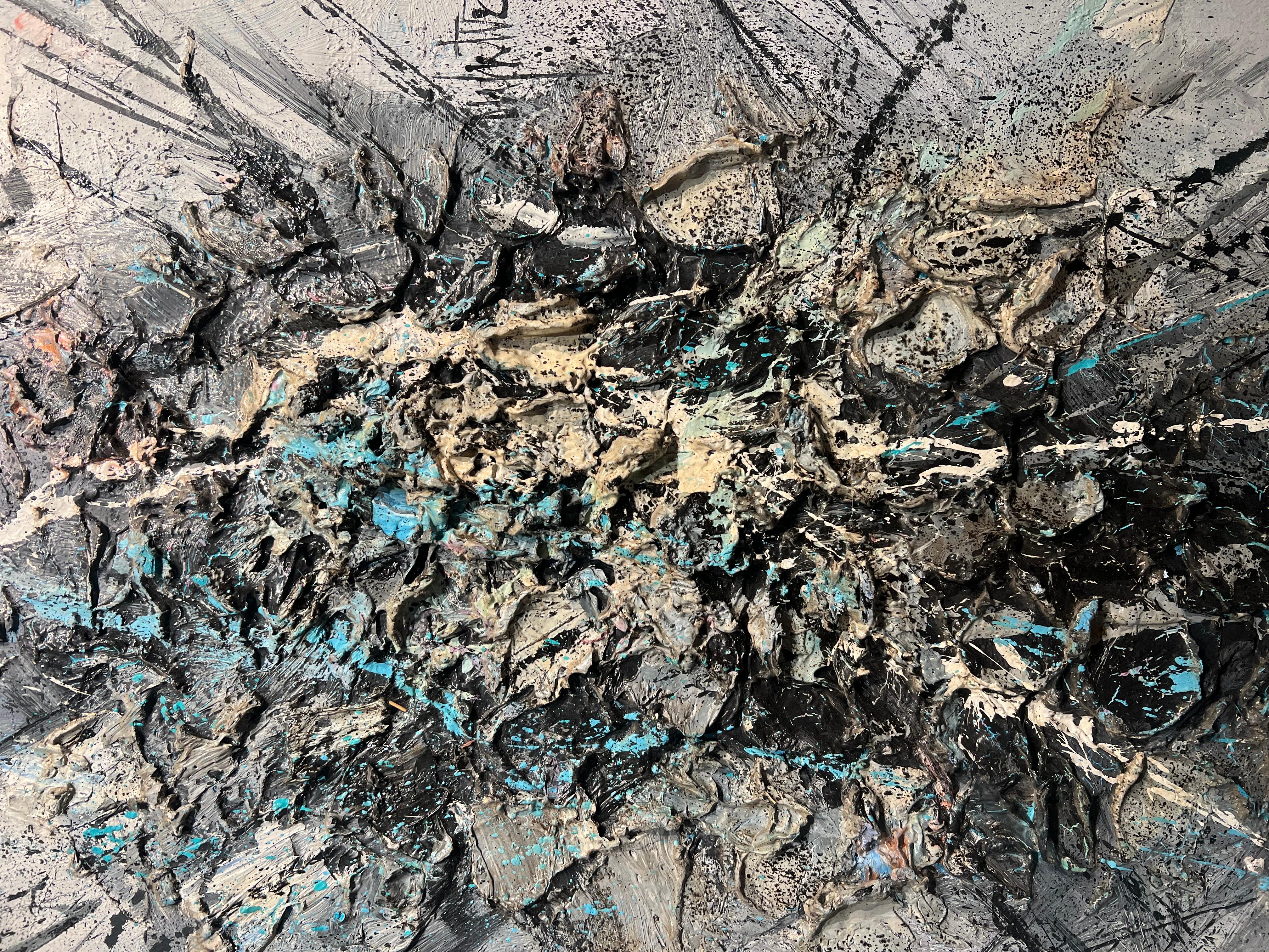 Pittura astratta a lama di tavolozza incorniciata e firmata In condizioni buone in vendita a San Diego, CA