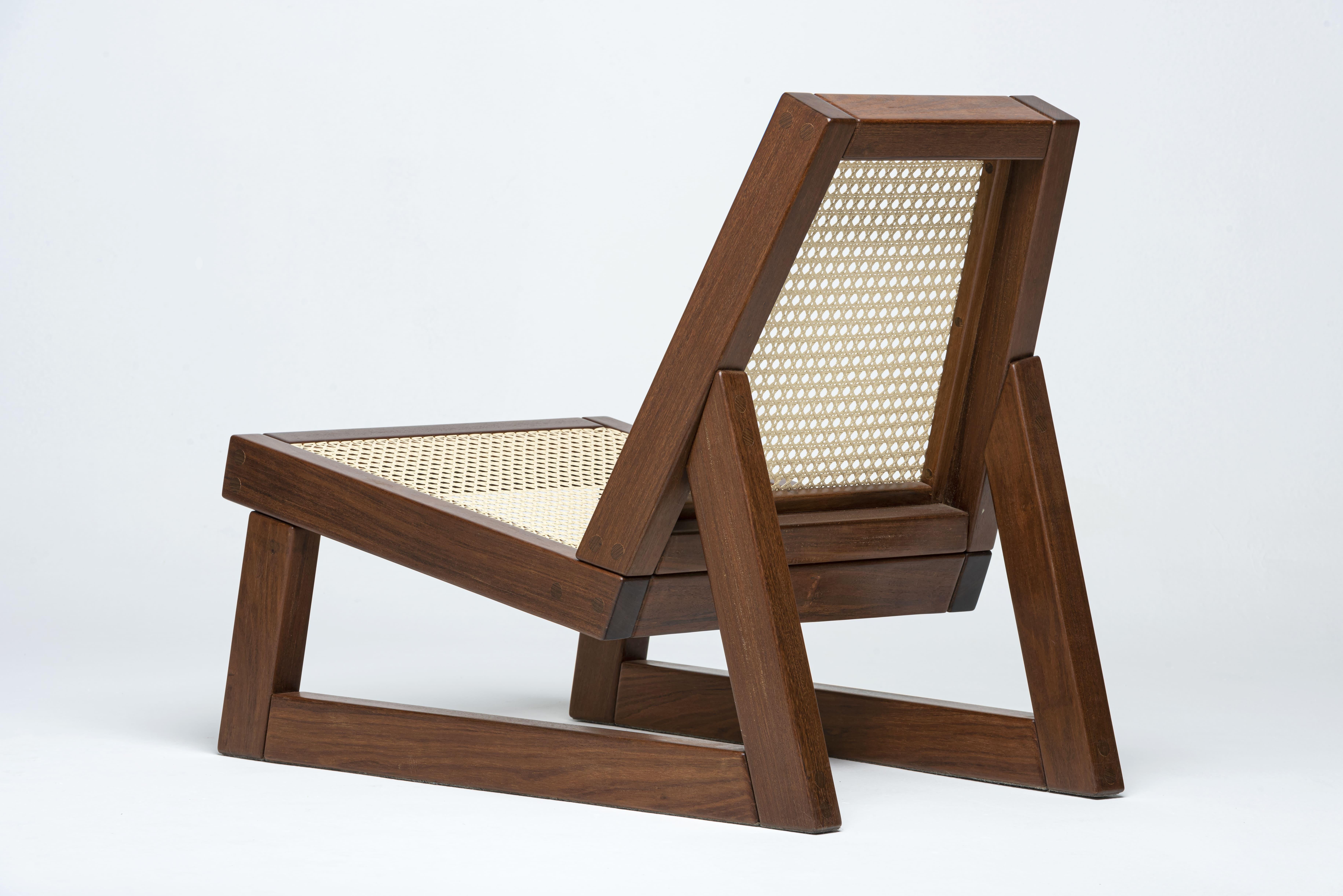 Contemporary Palhinha Armchair - 2024, Wood and Cane Weave - by Zanini de Zanine