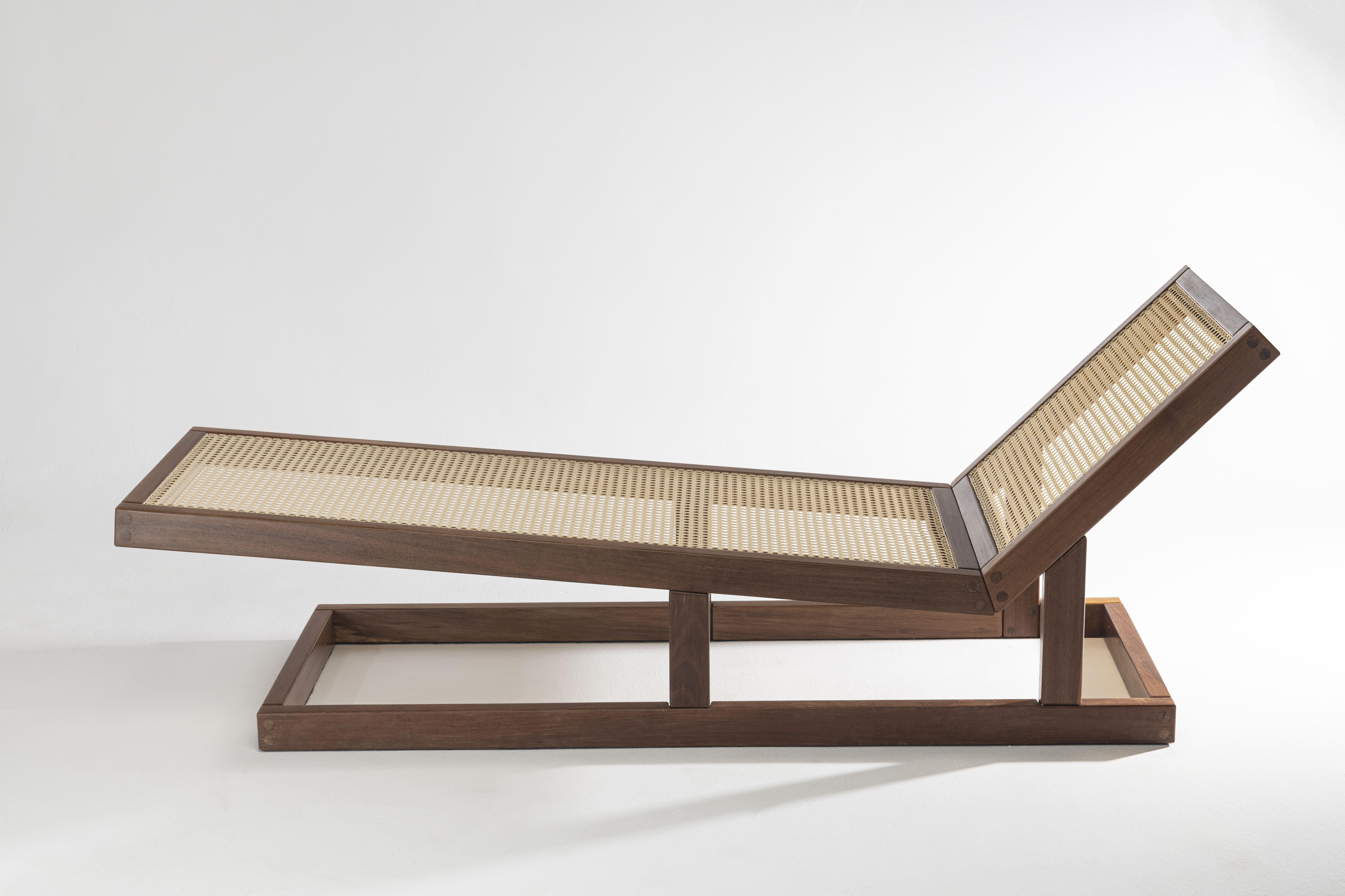 XXIe siècle et contemporain Chaise longue Palhinha - 2024, Wood et Canne tressée - par Zanini de Zanine en vente
