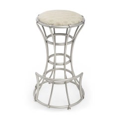 Palisades Bar Stool in Antique Silver & Vanilla by Innova Luxuxy Group
