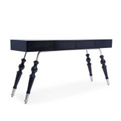Palisades Console in Midnight Navy & Antique Silver by Innova Luxuxy Group