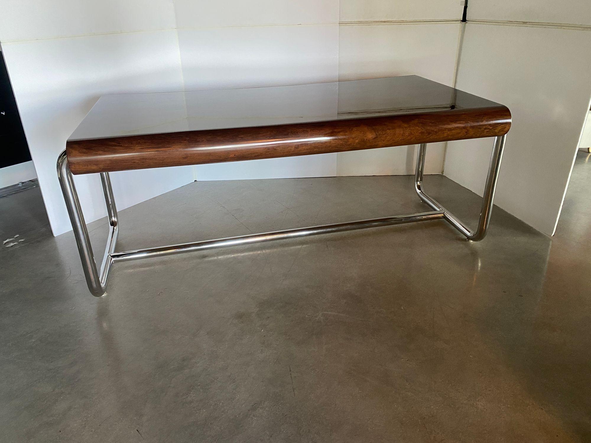 American Modern Palisander and Chrome Desk, Leon Rosen for Pace In Good Condition For Sale In Hollywood, FL