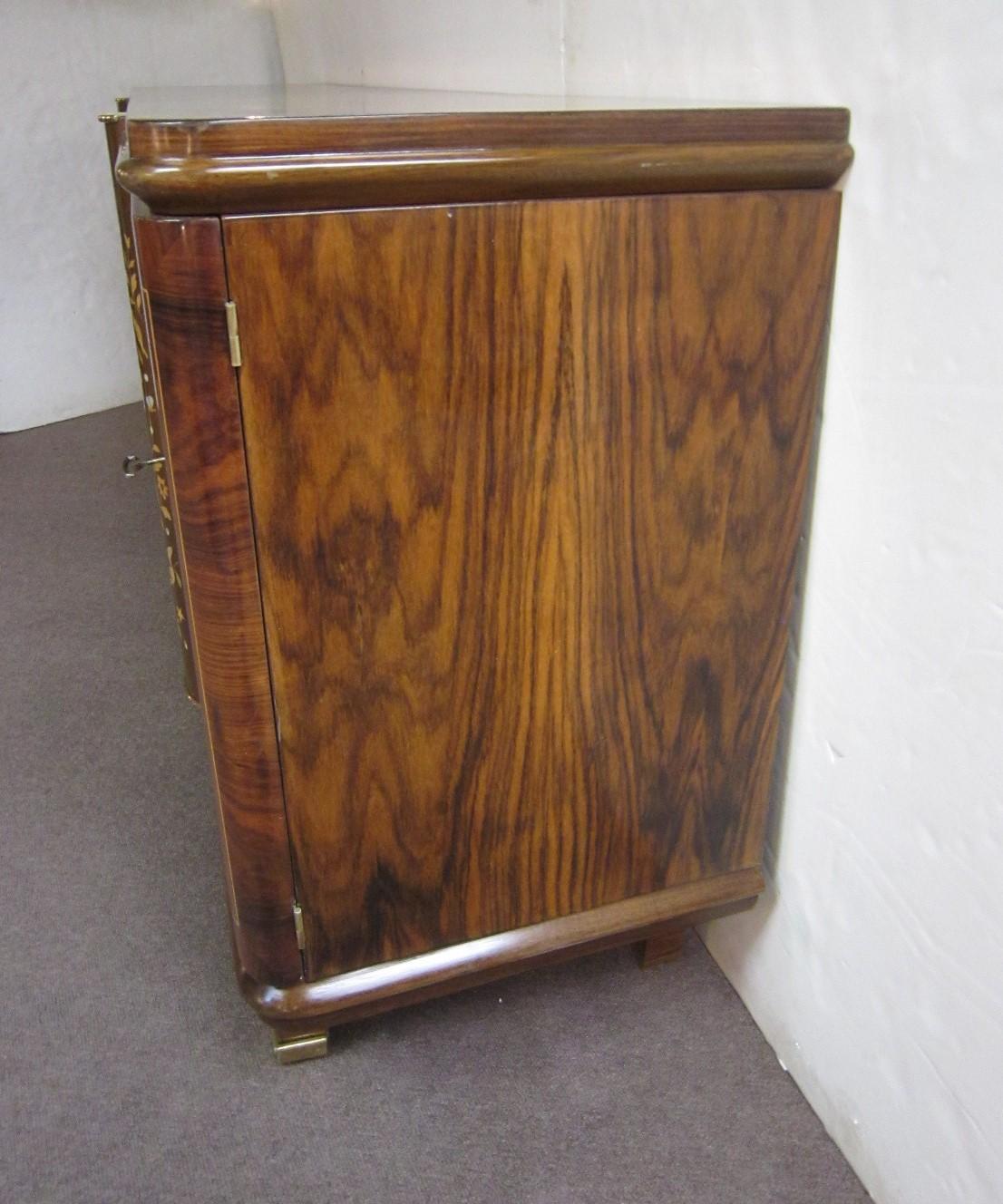 Palisander Art Deco Cabinet with Exotic Inlay, Jules Leleu For Sale 10