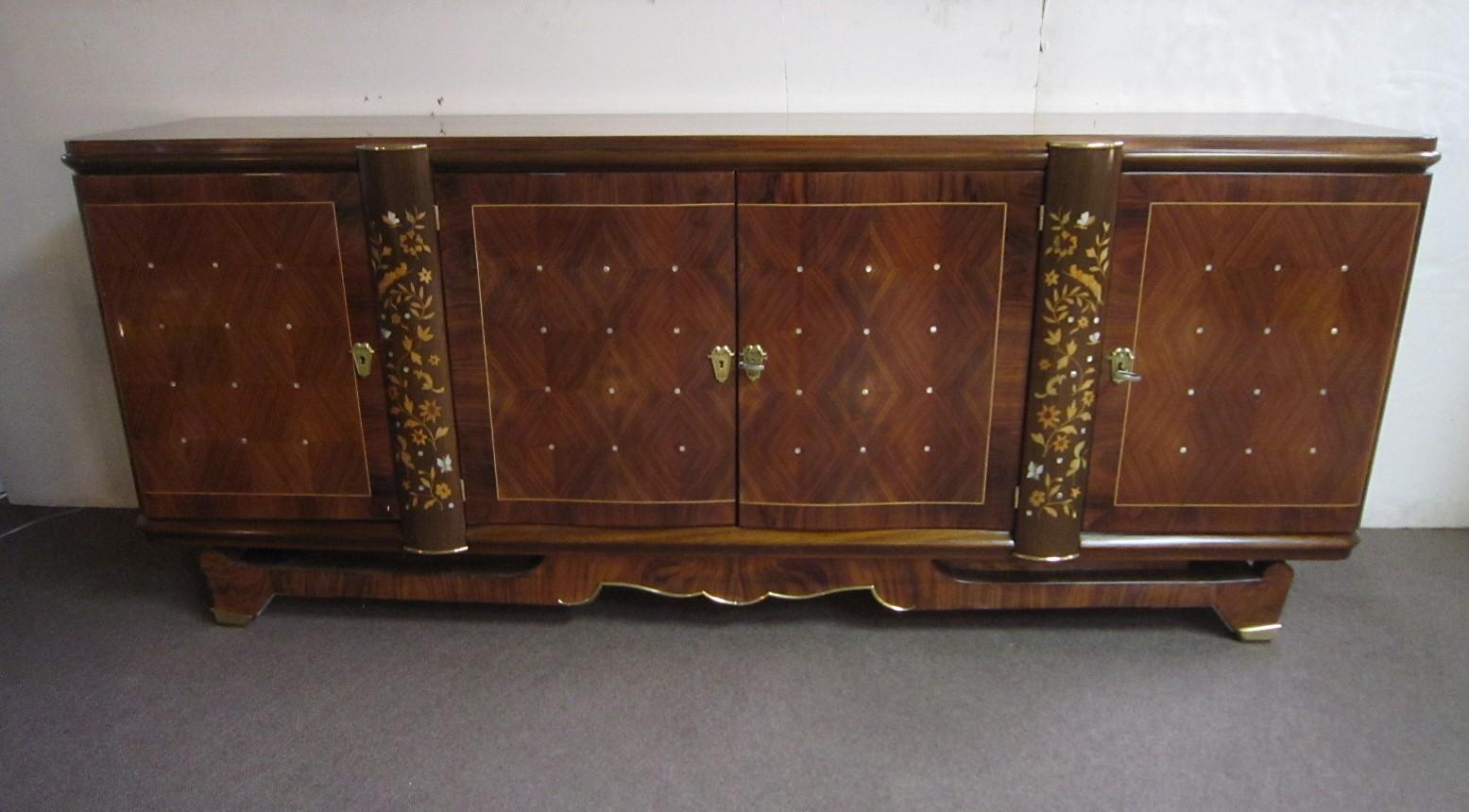 Palisander Art Deco Cabinet with Exotic Inlay, Jules Leleu For Sale 13