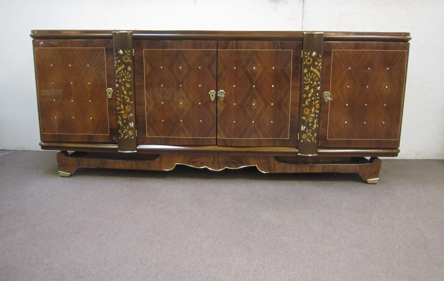 Palisander Art Deco Cabinet with Exotic Inlay, Jules Leleu For Sale 14