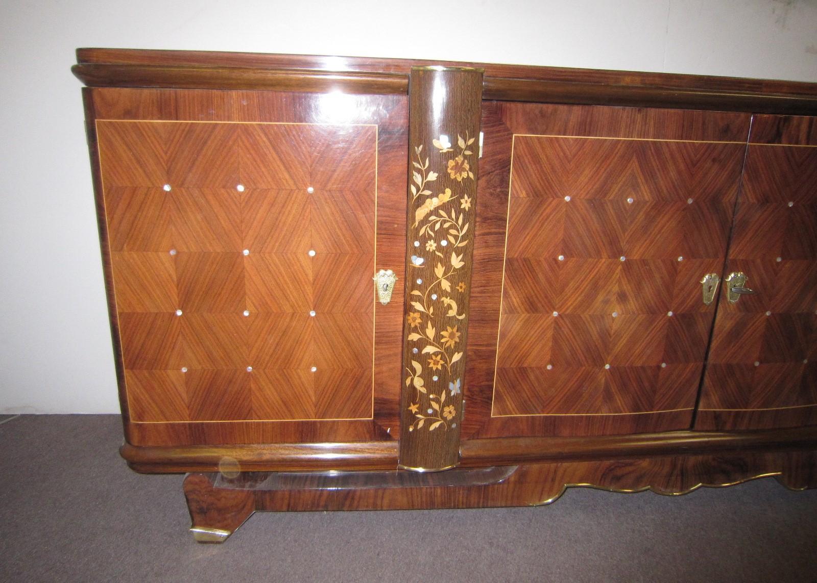 French Palisander Art Deco Cabinet with Exotic Inlay, Jules Leleu For Sale