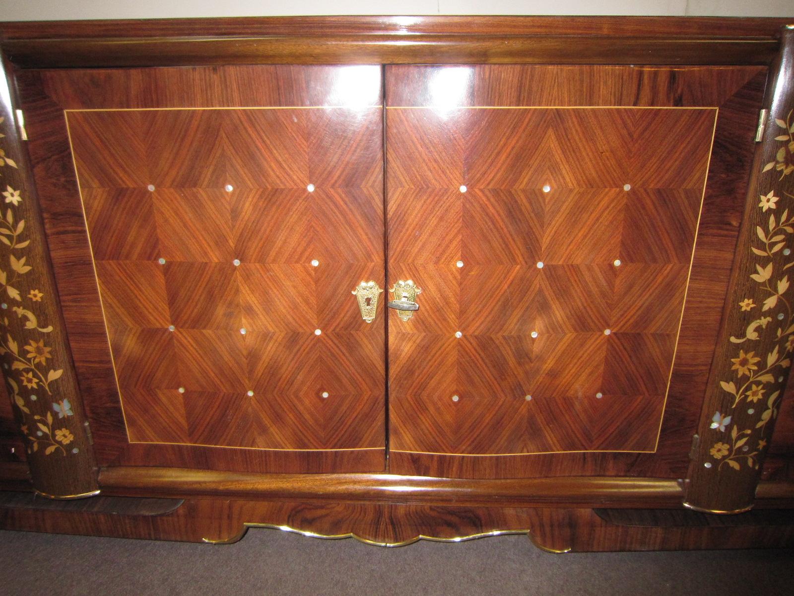 20th Century Palisander Art Deco Cabinet with Exotic Inlay, Jules Leleu For Sale